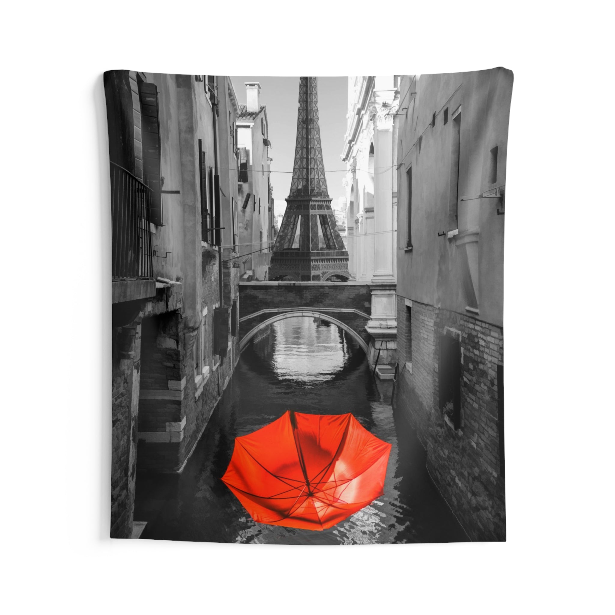 Red umbrella Eiffel tower View Tapestry-2