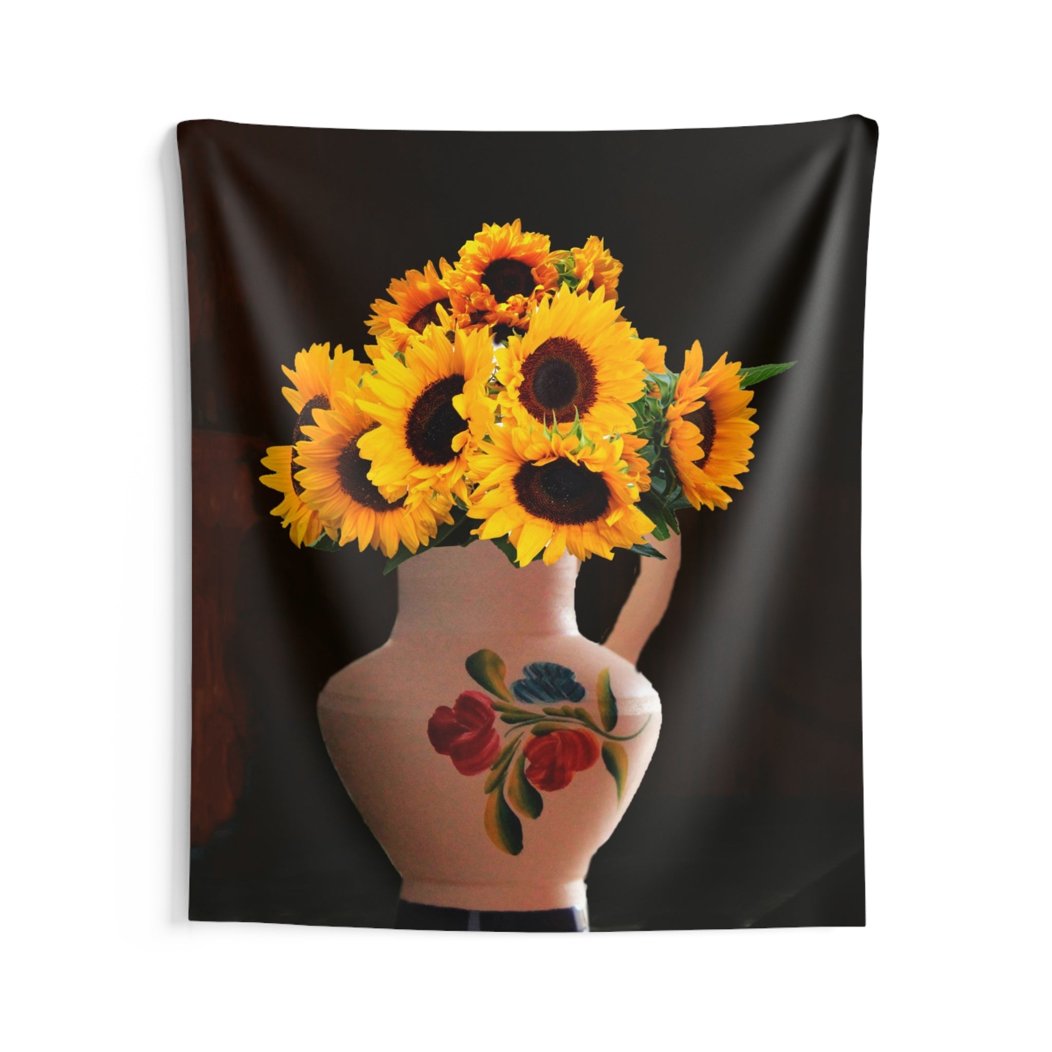Sunflower White Vase Tapestry-2