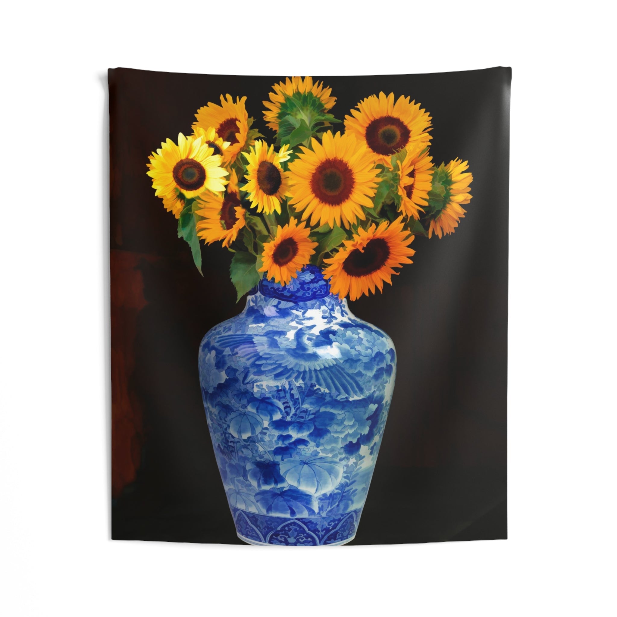 Blue Vase Sunflower Tapestry-1