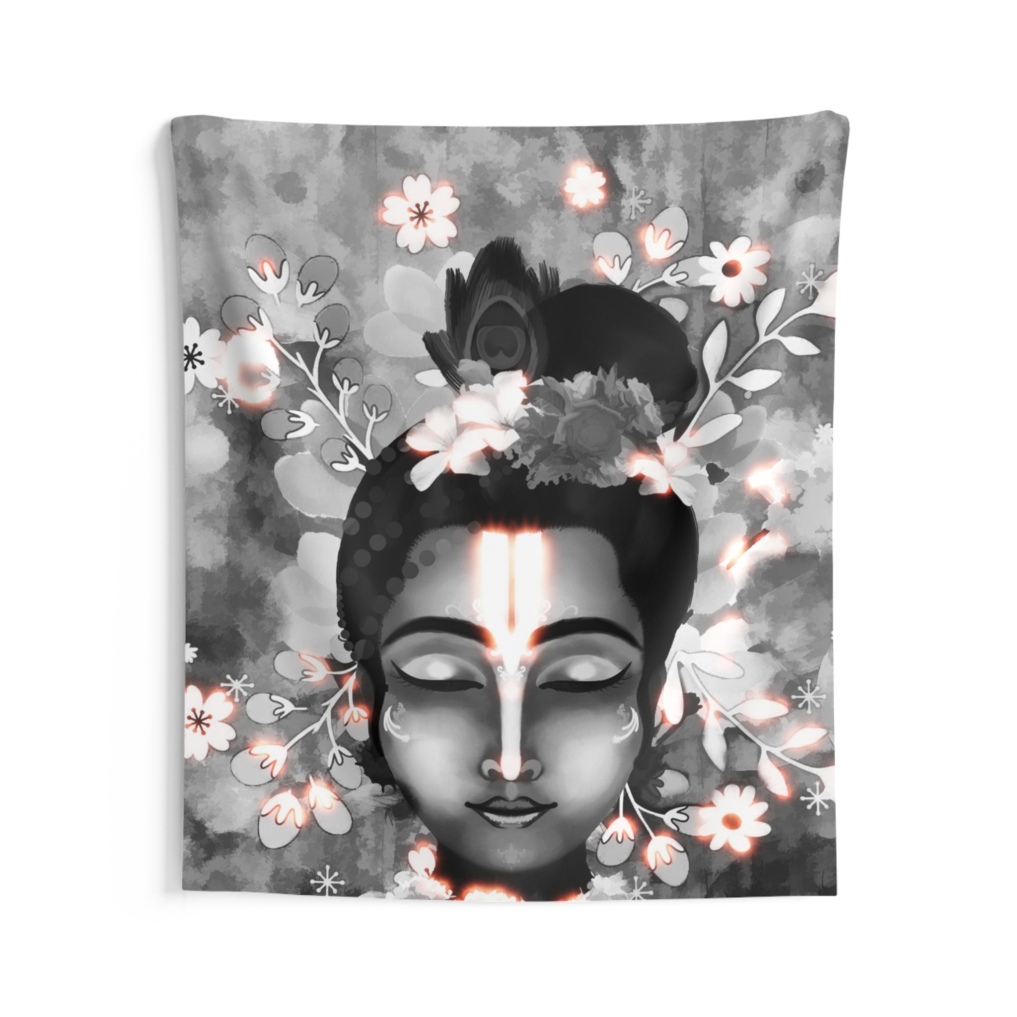 Black And White Krishna Tapestry-2