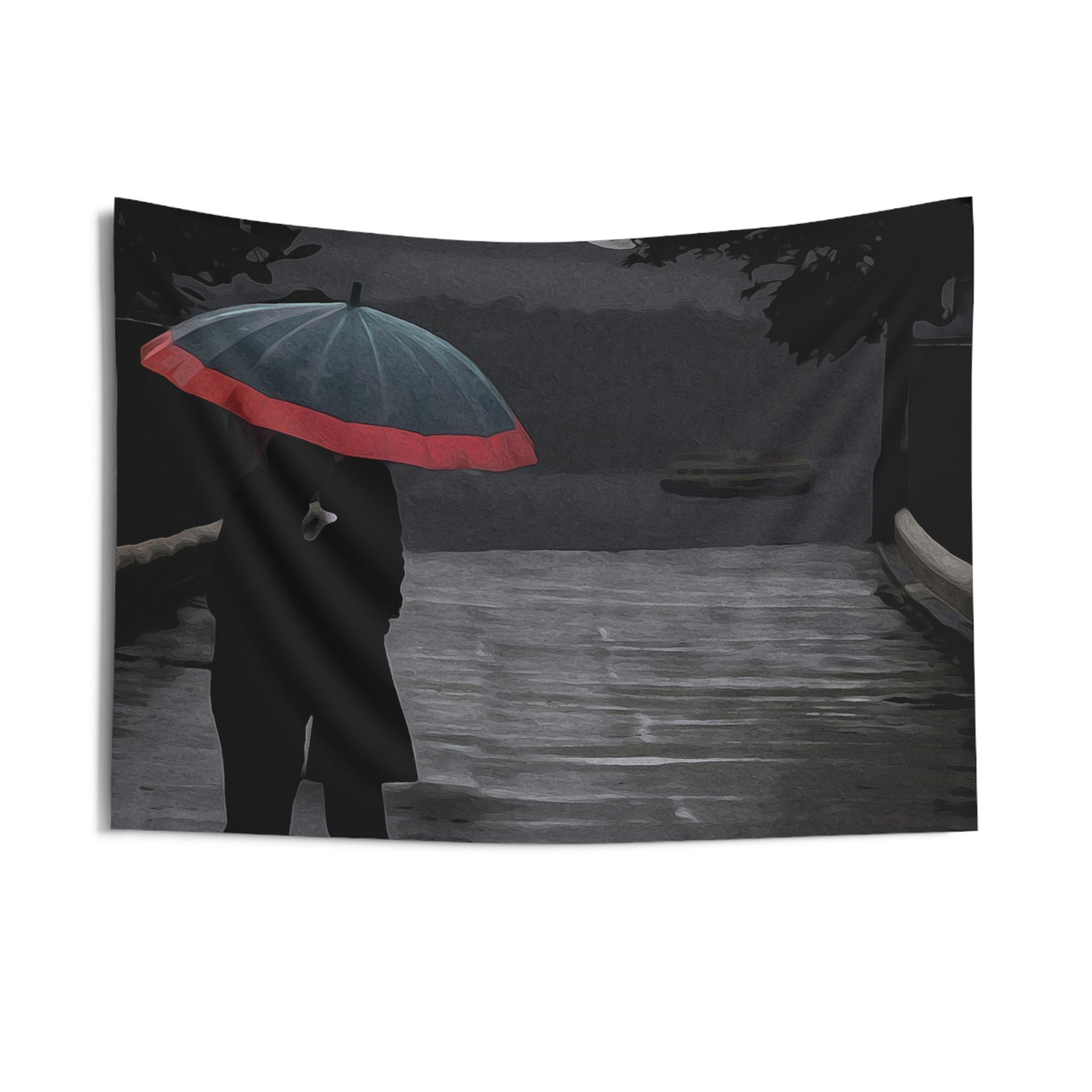 Couple Love Kiss in Moonlight Tapestry-2