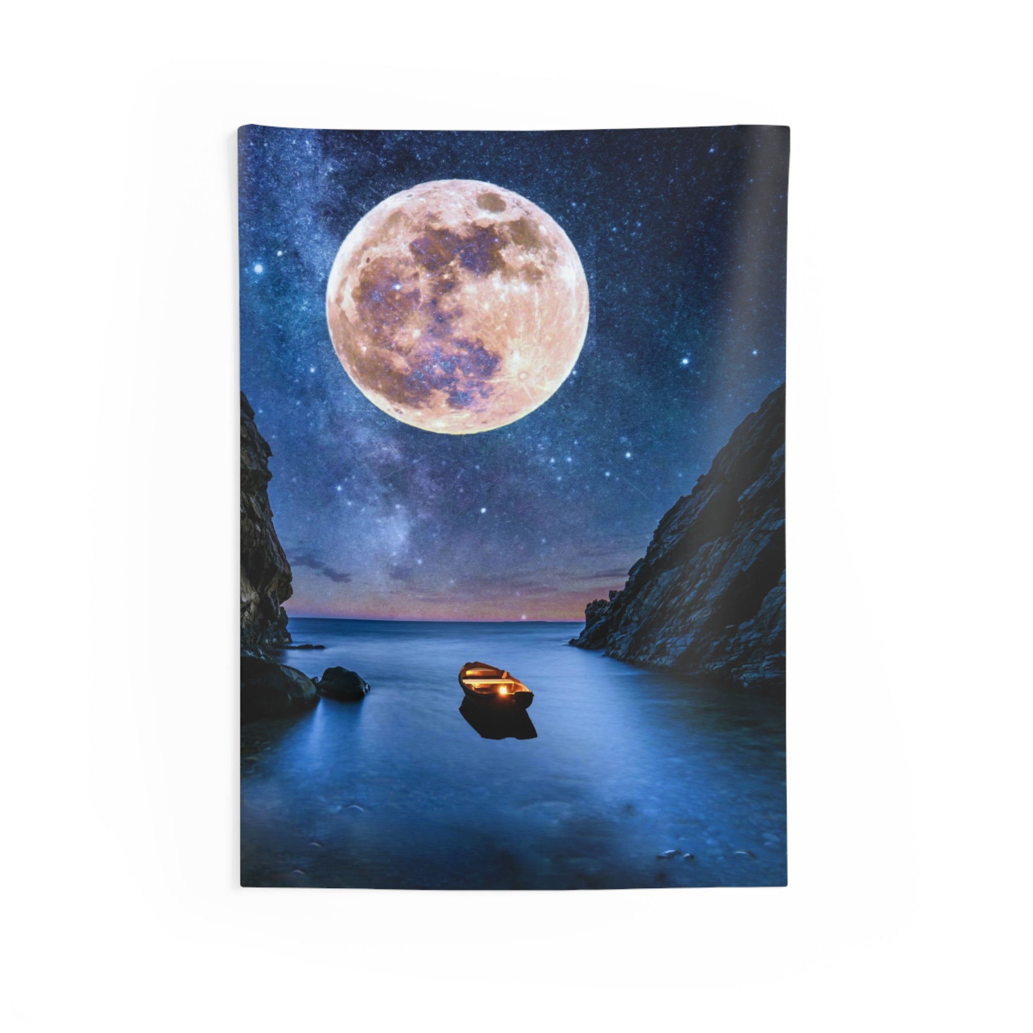 Moon on Beach Tapestry-0