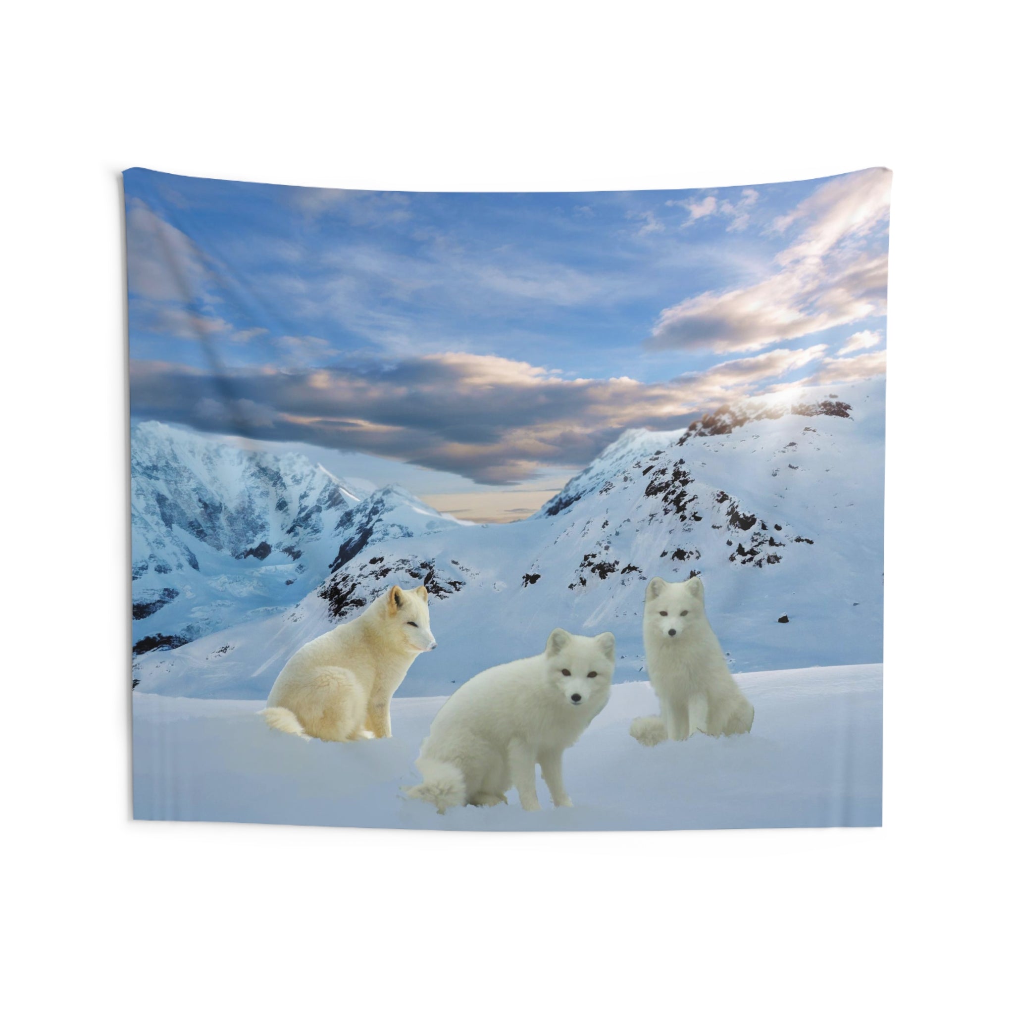 Three Arctic Fox Tapestry-3
