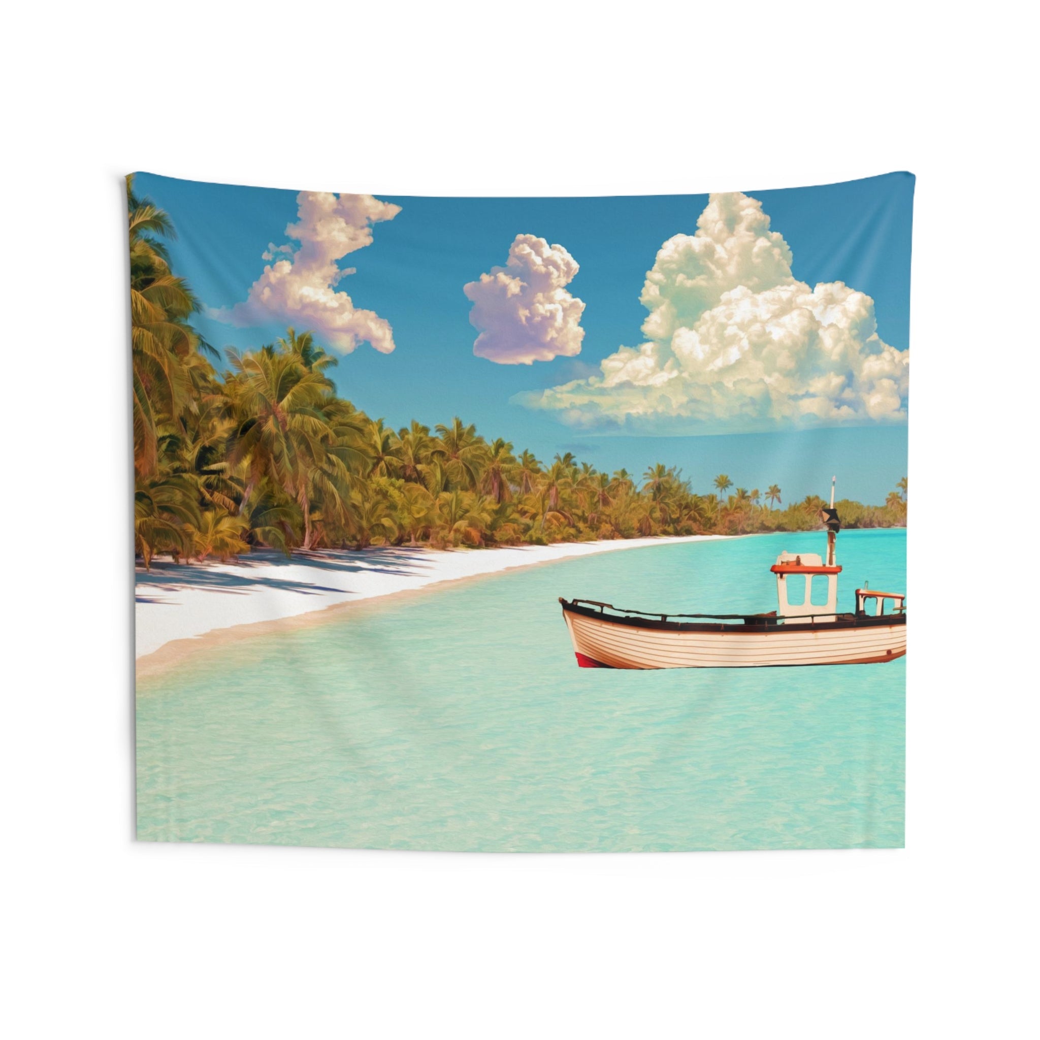 Coconut Trees and Boat Tapestry-3
