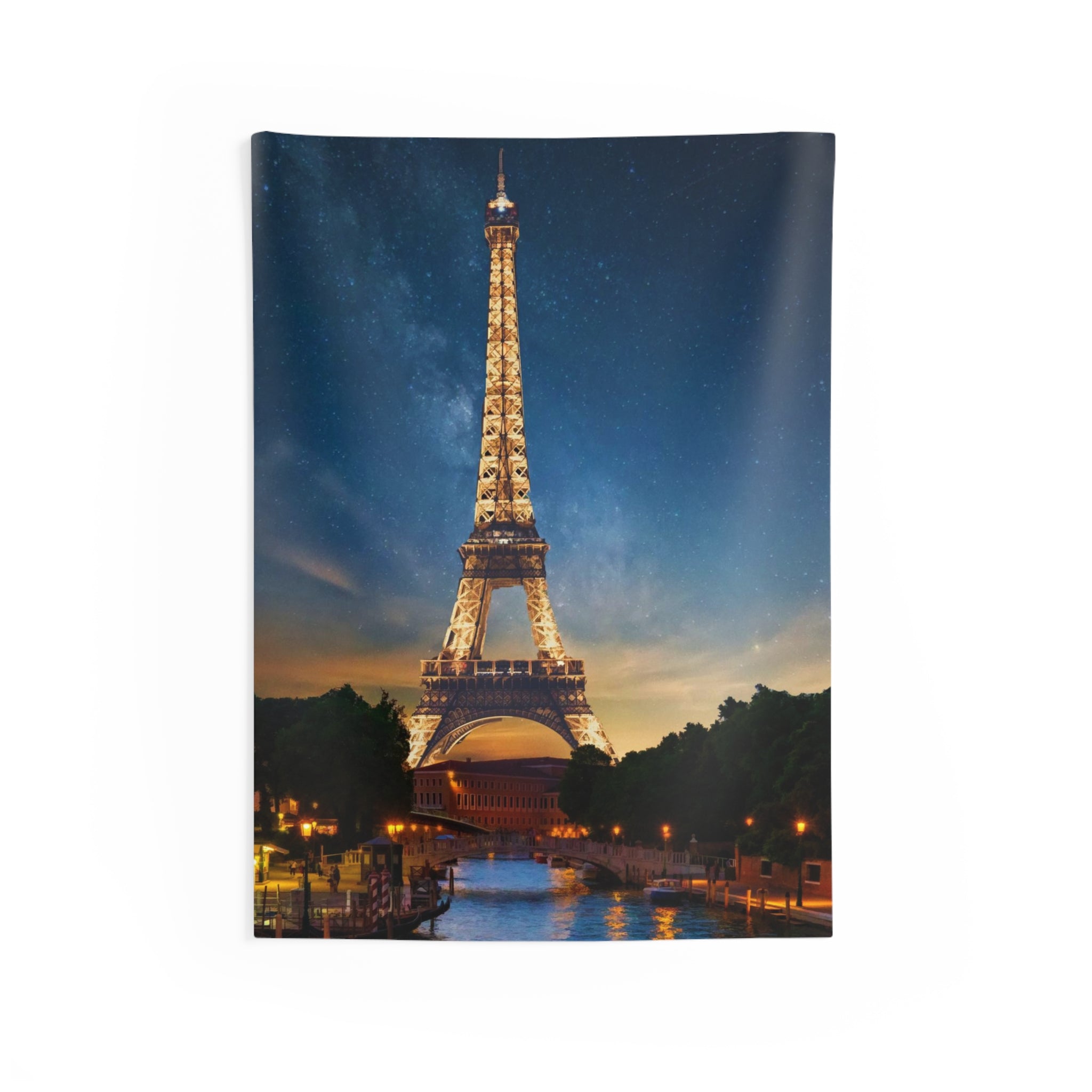 Night view Eiffel Tower In Paris Tapestry-0