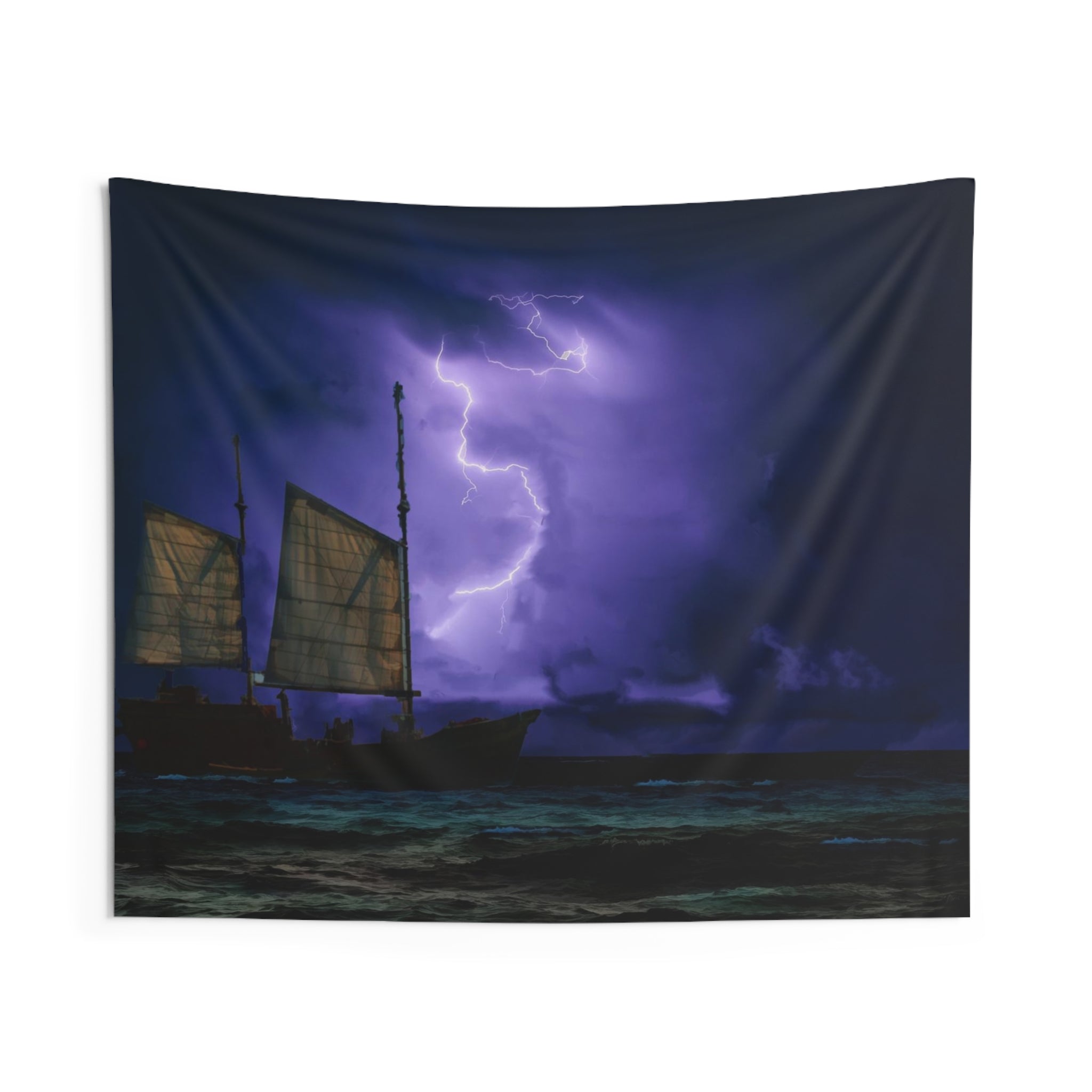 Lightning And Ship Tapestry-0