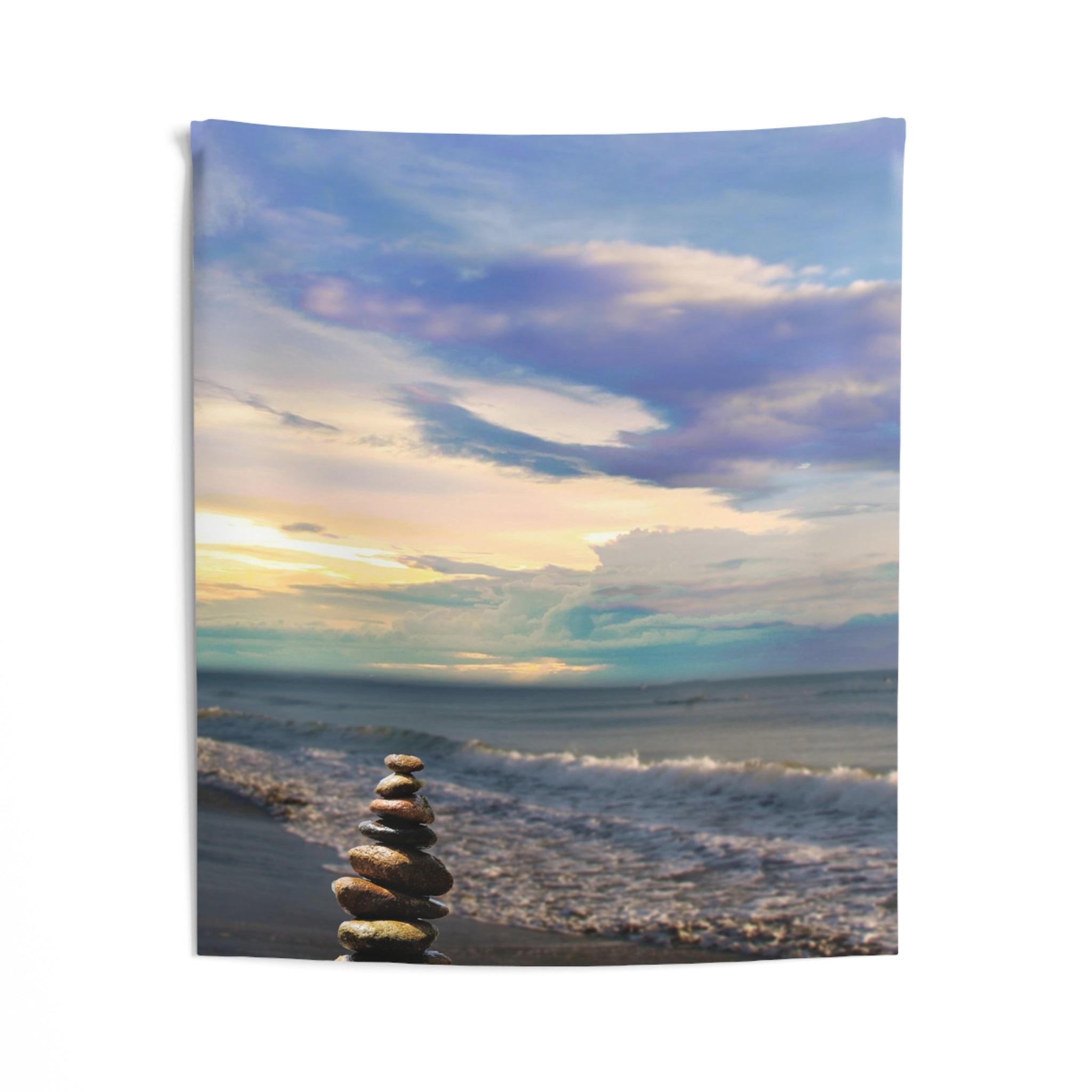 Stacking stones Beach Tapestry-1