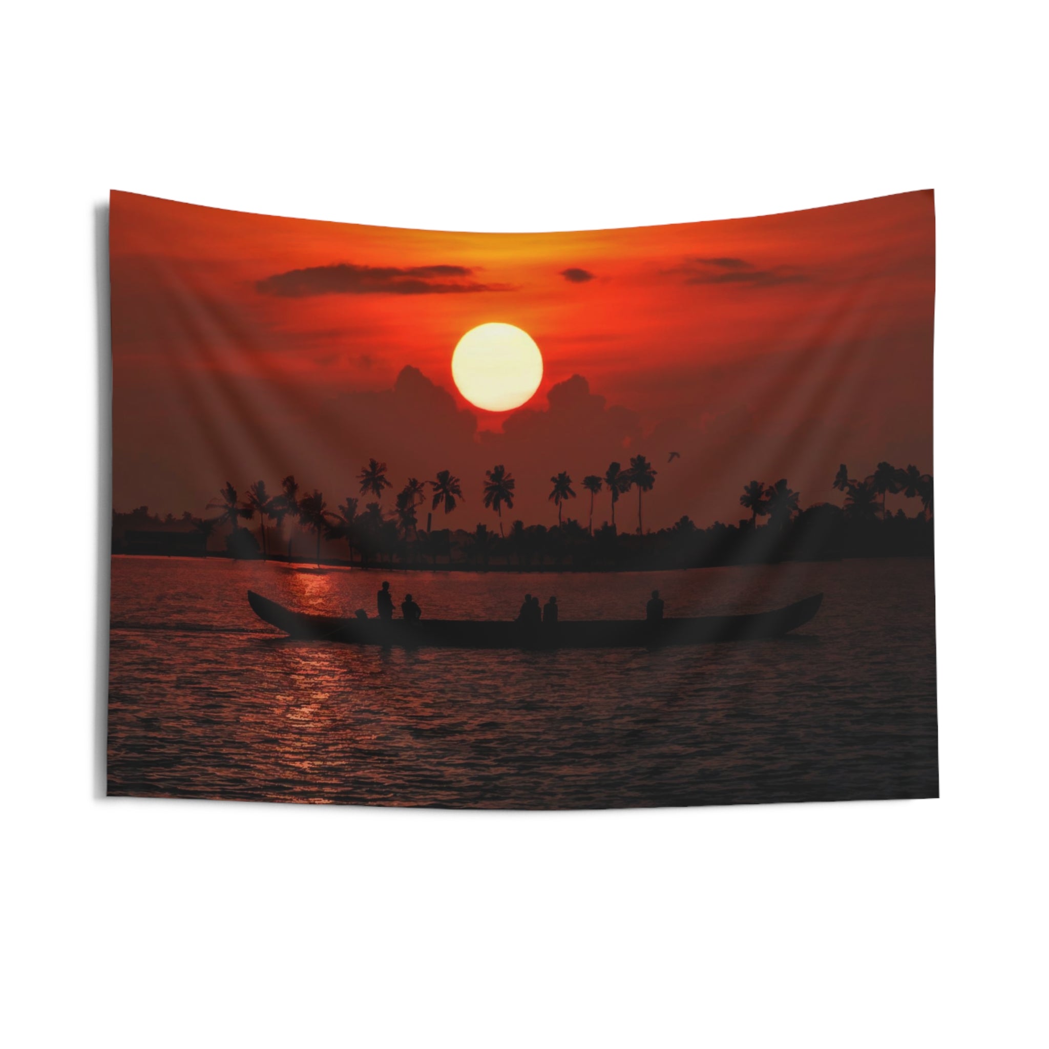 kerala lake Sunset Tapestry-2