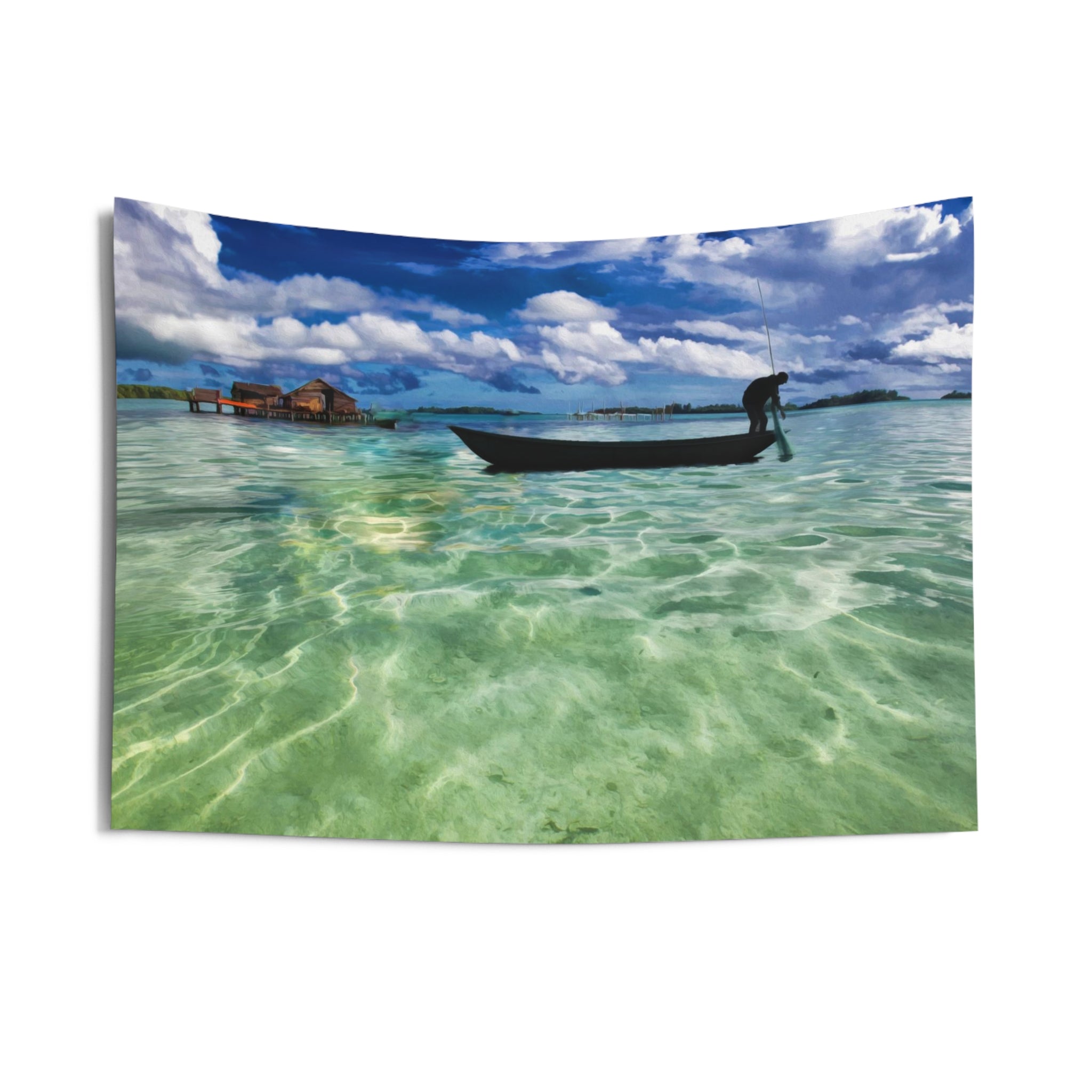 Fishing Man Boat Tapestry-2