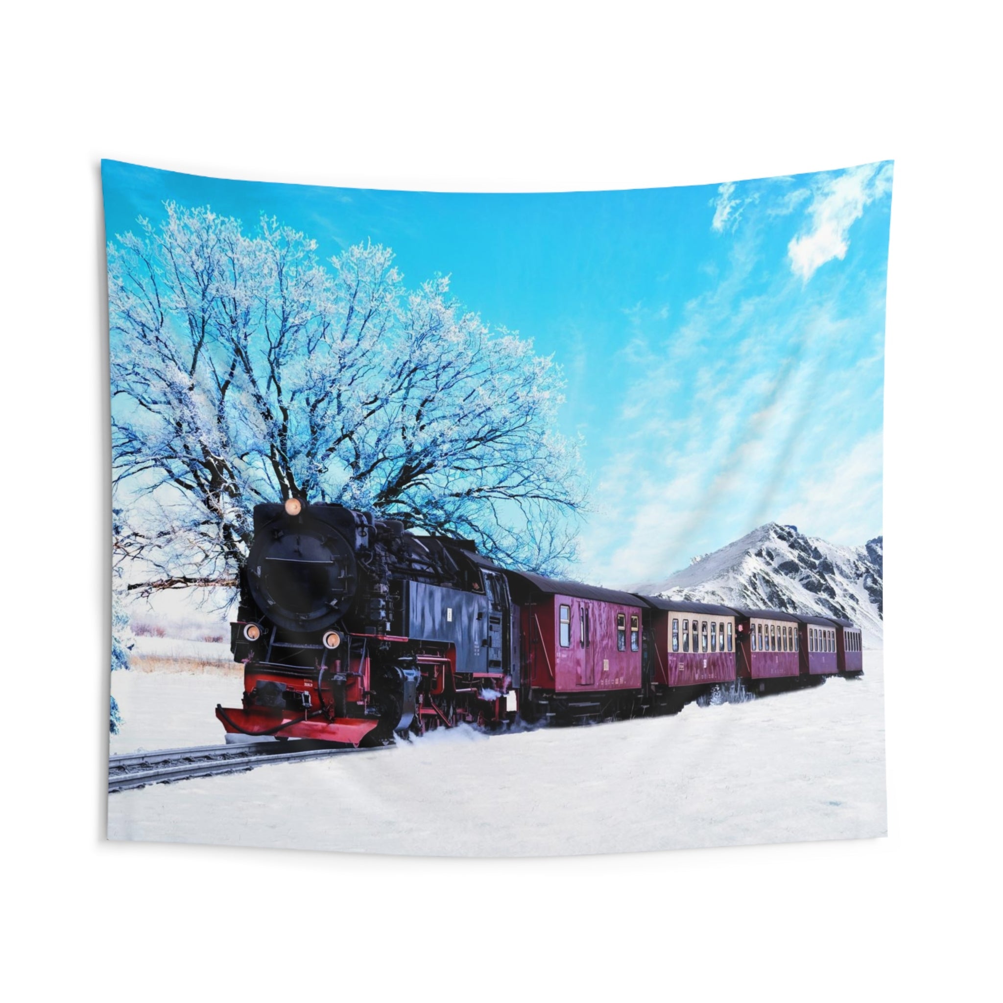 Red Train Winter Tapestry-1