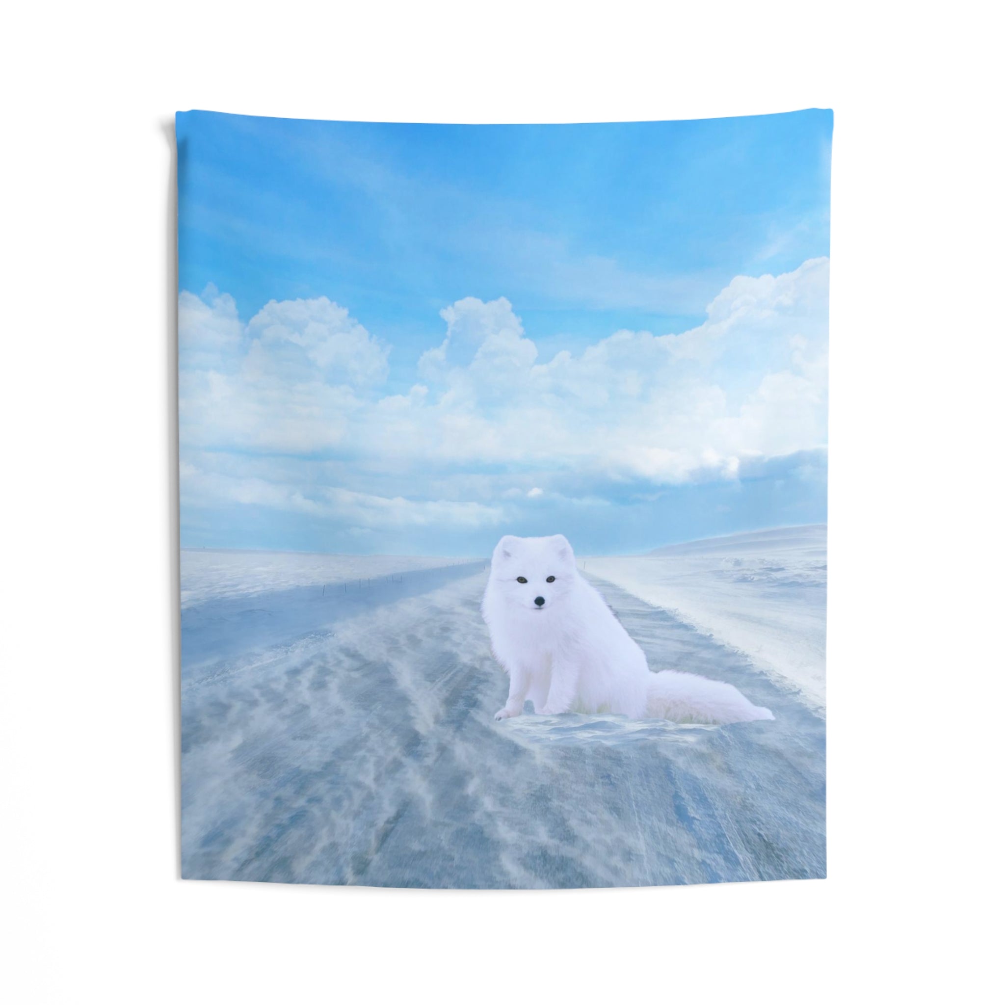 Snow Arctic Fox Tapestry-1
