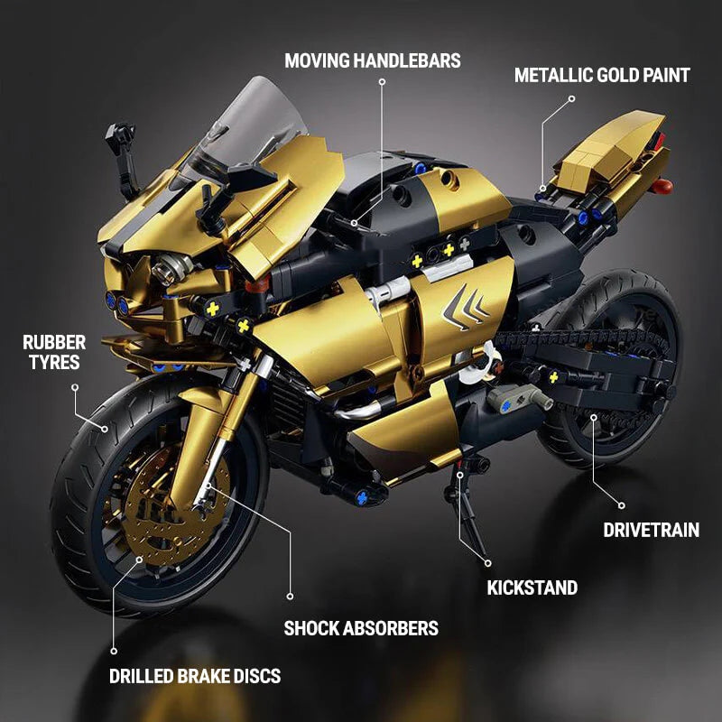 Metallic Gold Sports Bike 544PCS 1:8 Scale-3