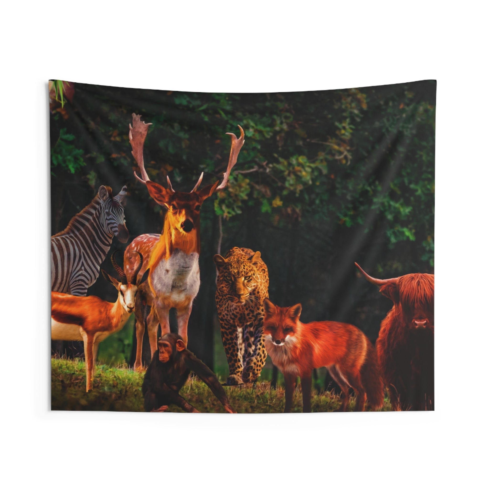 Brown Animal Group Tapestry-0