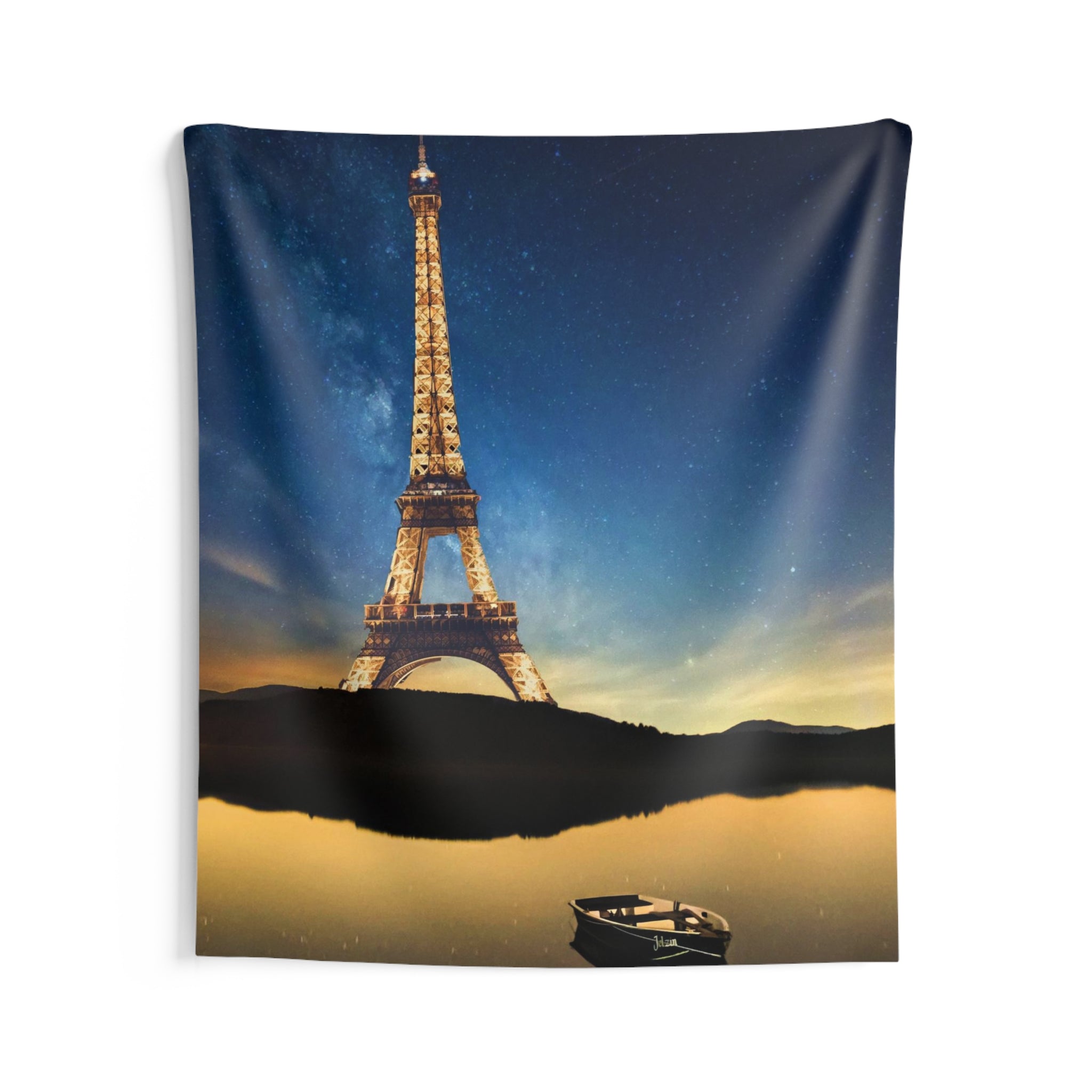Eiffel Tower And Boat Paris Tapestry-2