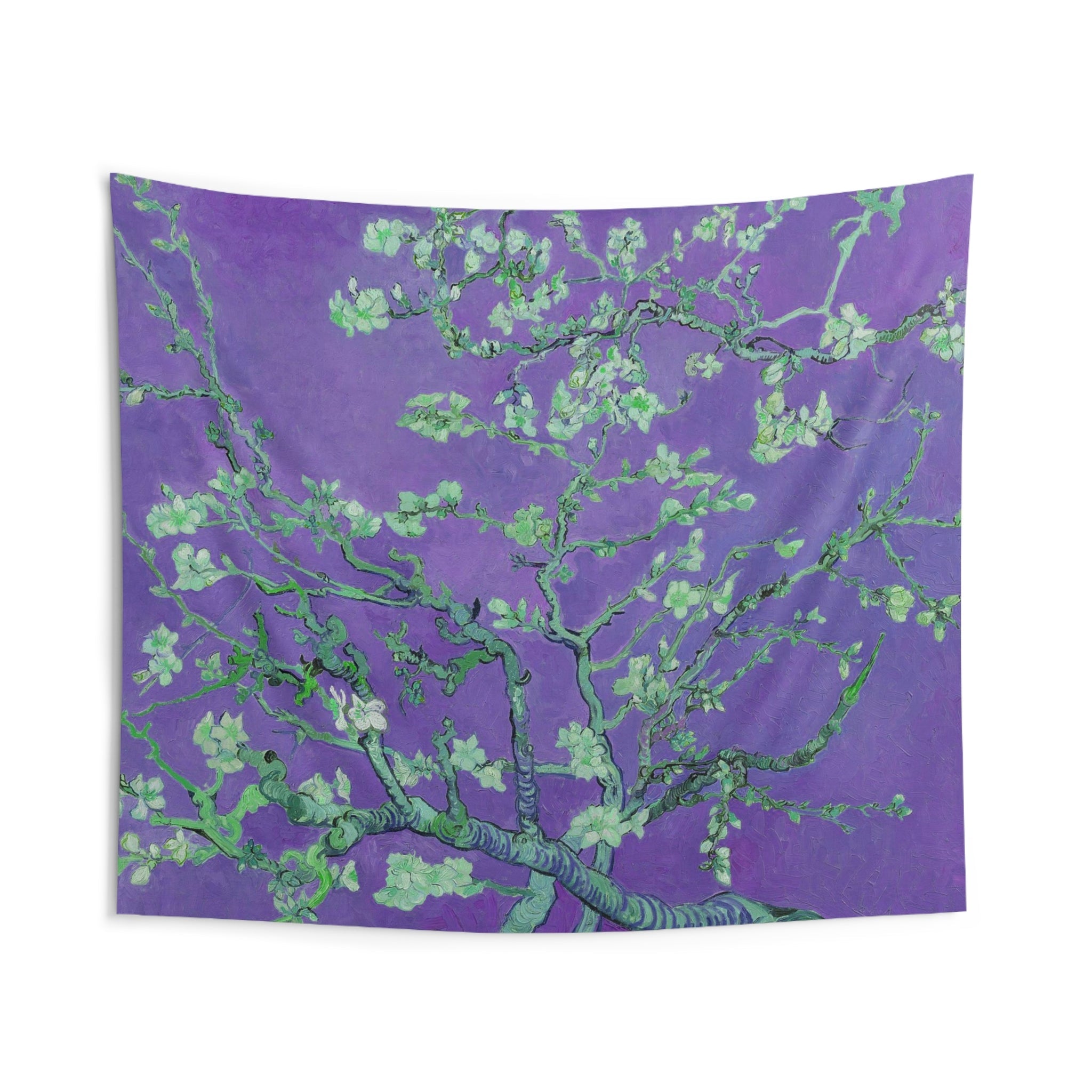 Van Gogh almond blossom Purple Tapestry-1