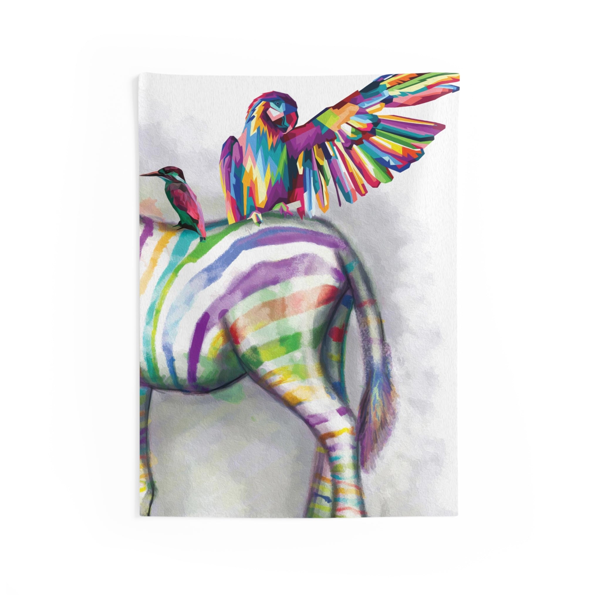 Parrot on Zebra Tapestry-0