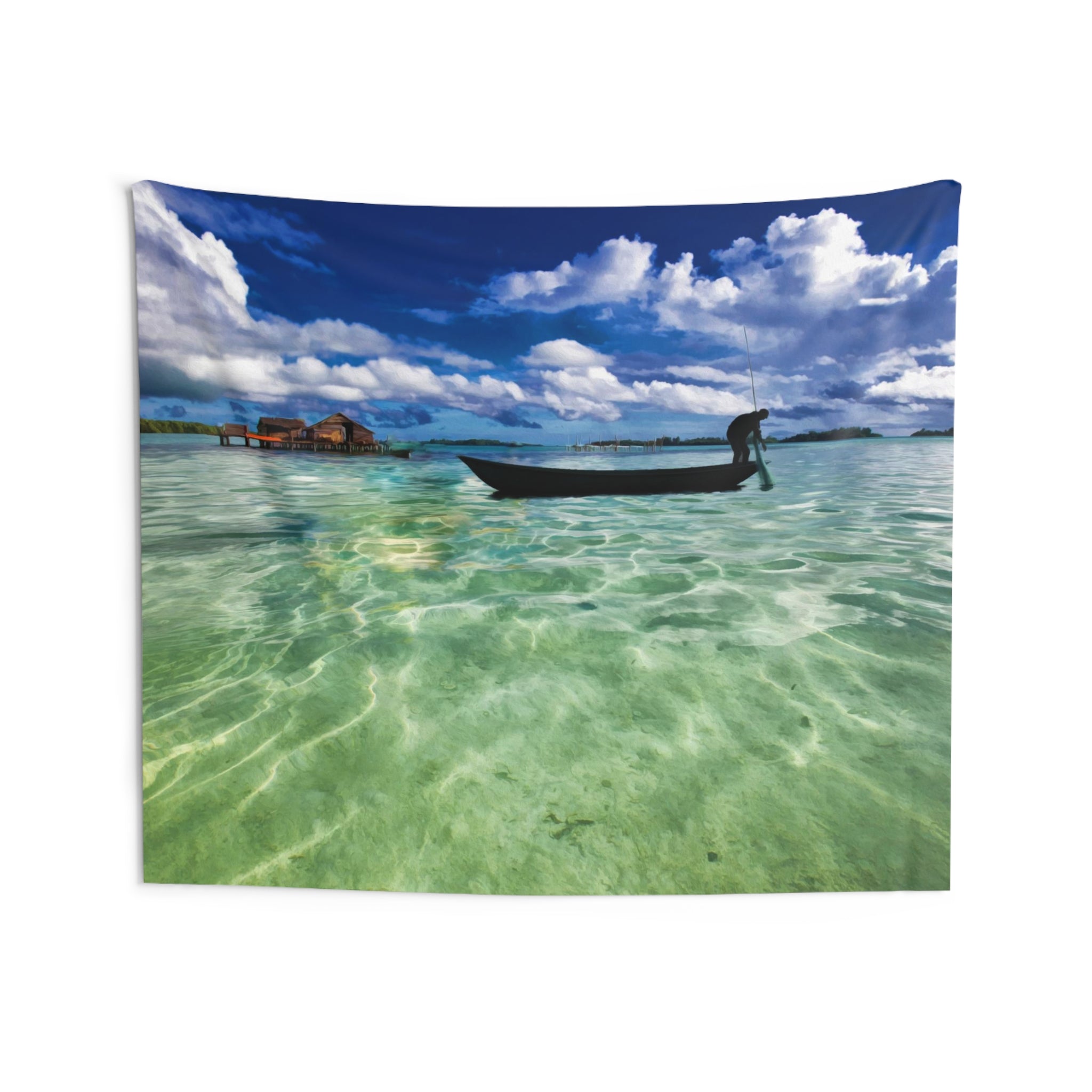 Fishing Man Boat Tapestry-3