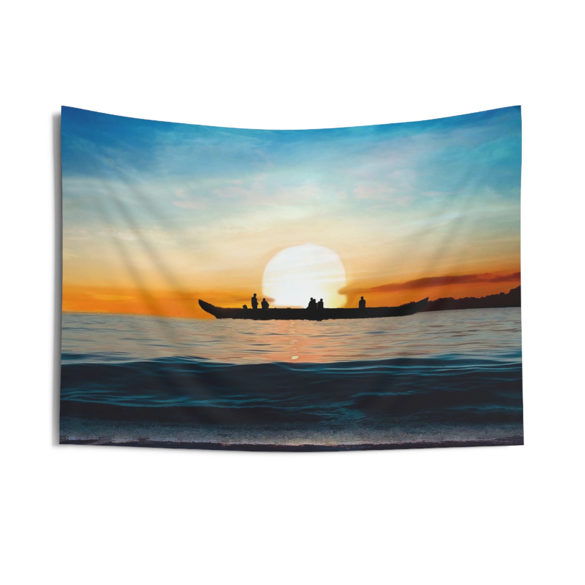 Boat And Sunset Tapestry-2