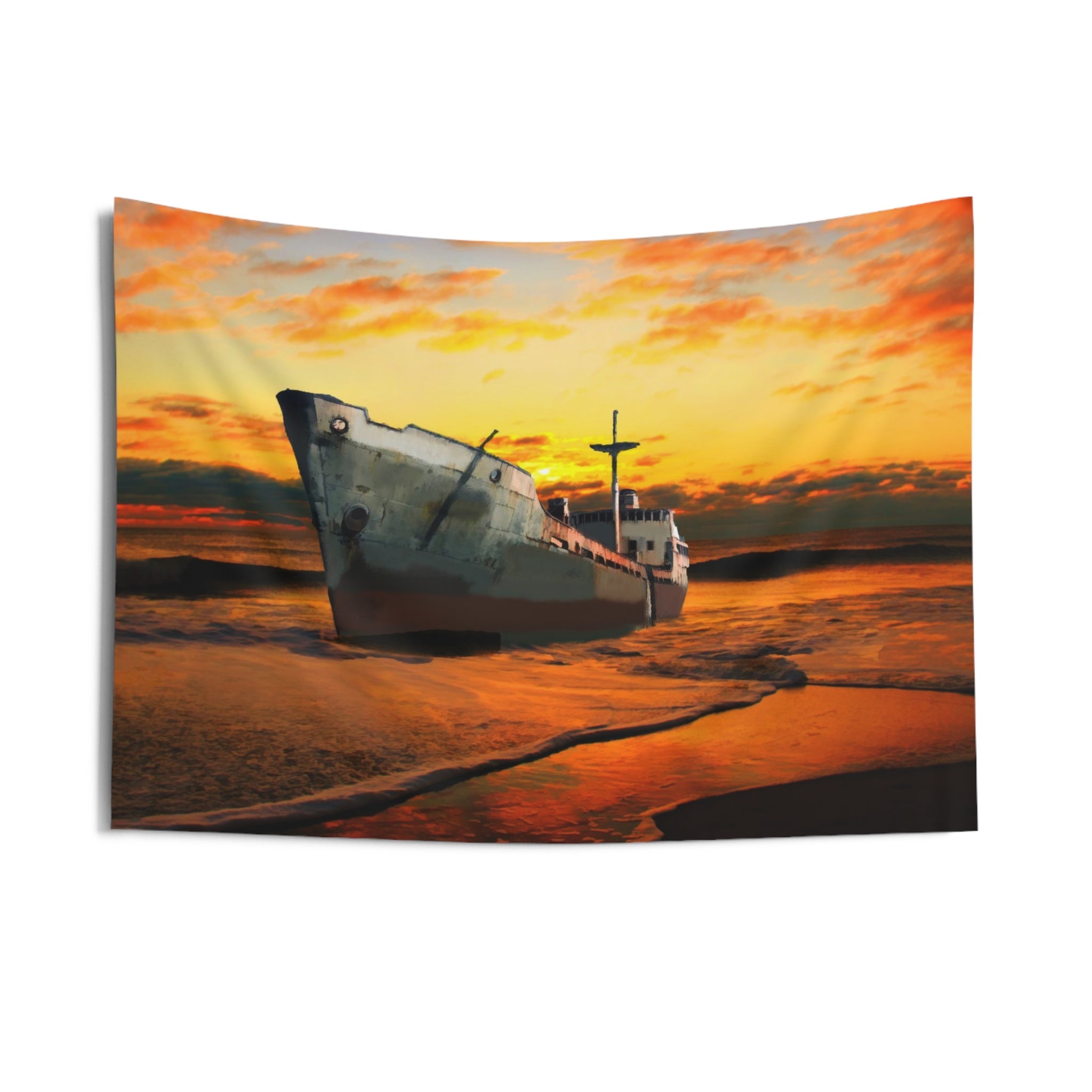 Ship Sunset Tapestry-2