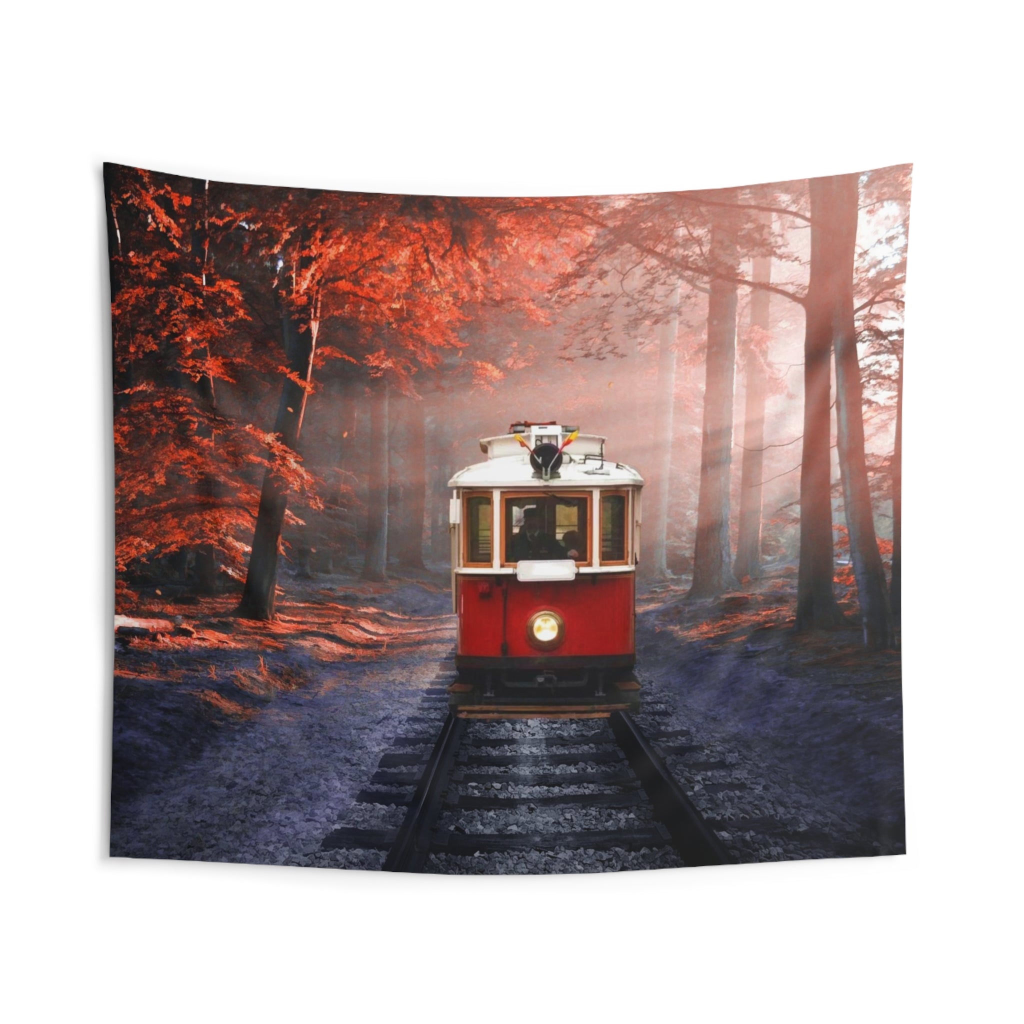 Red Tram in Forest Tapestry-1