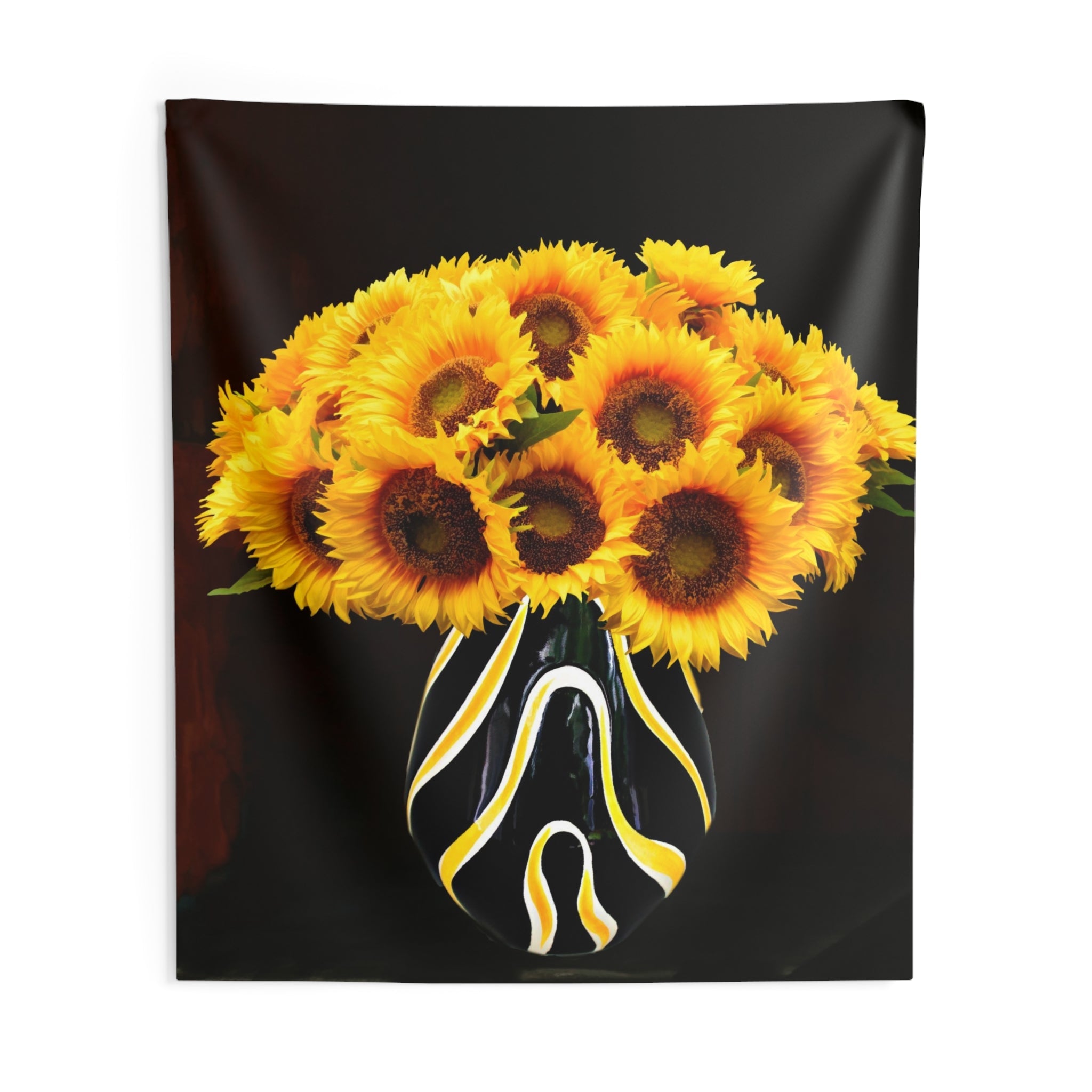 Sunflower Vase Yellow And Black Tapestry-3