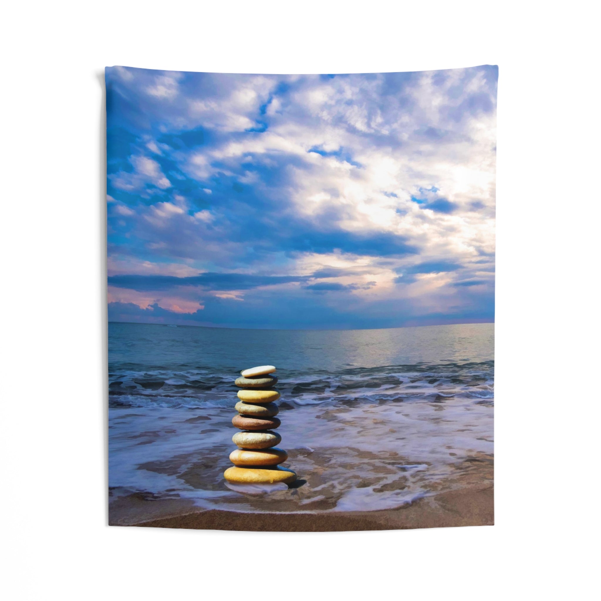 Stacking Stones Beach Tapestry-1