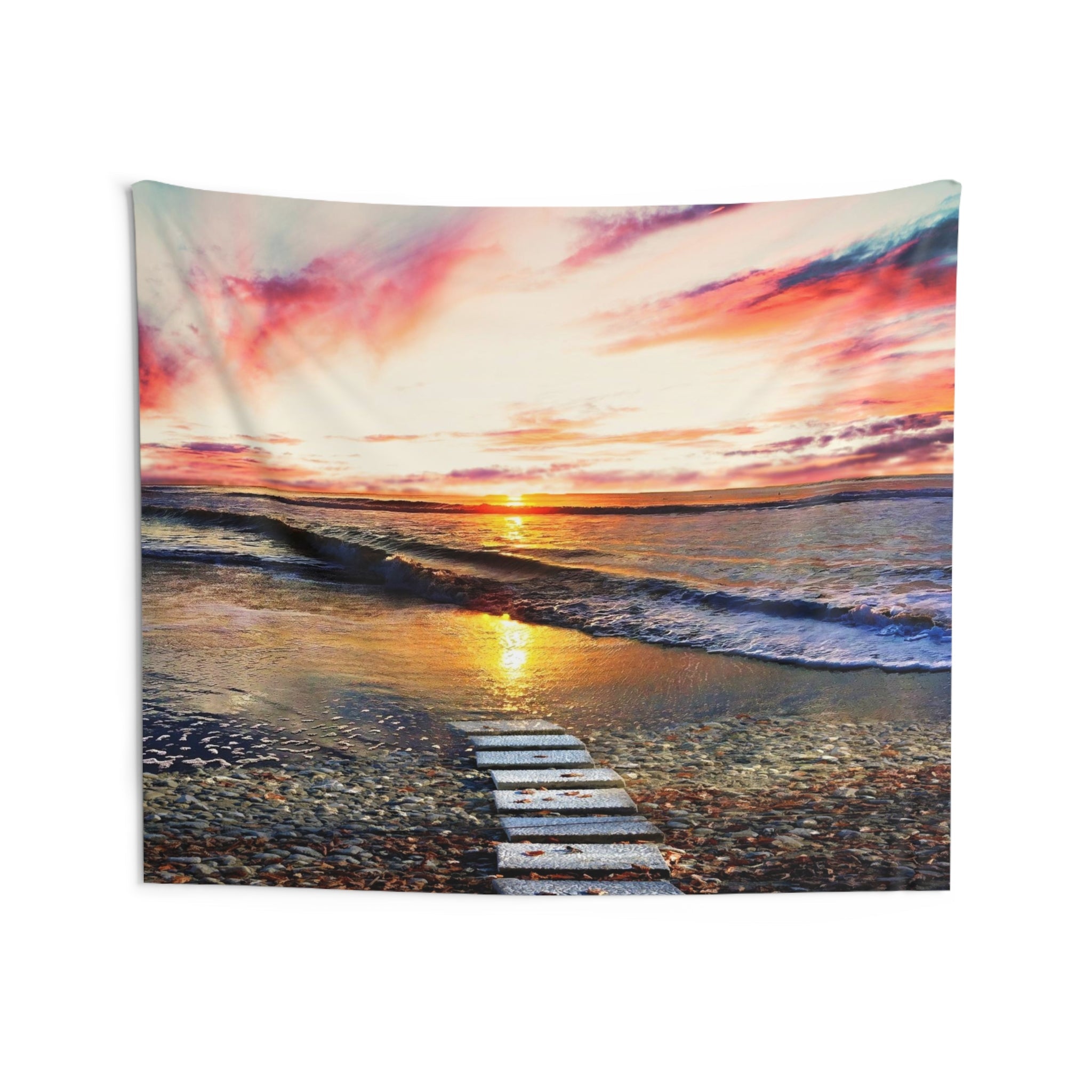 Beach Path Sunrise Tapestry-3