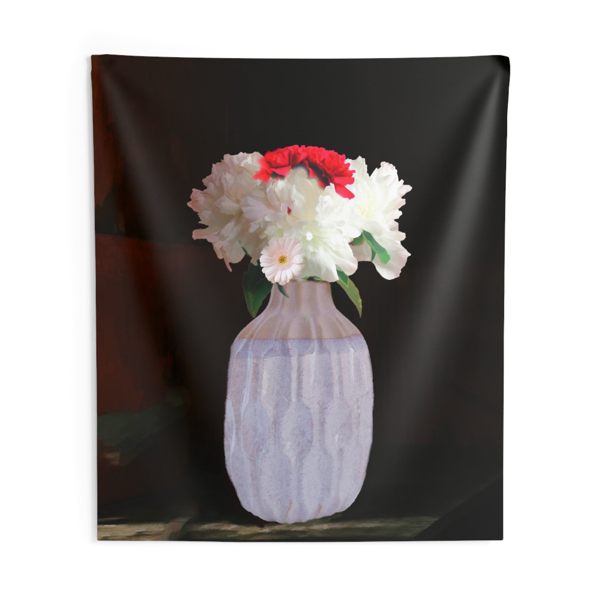 White Flower Vase Tapestry-3