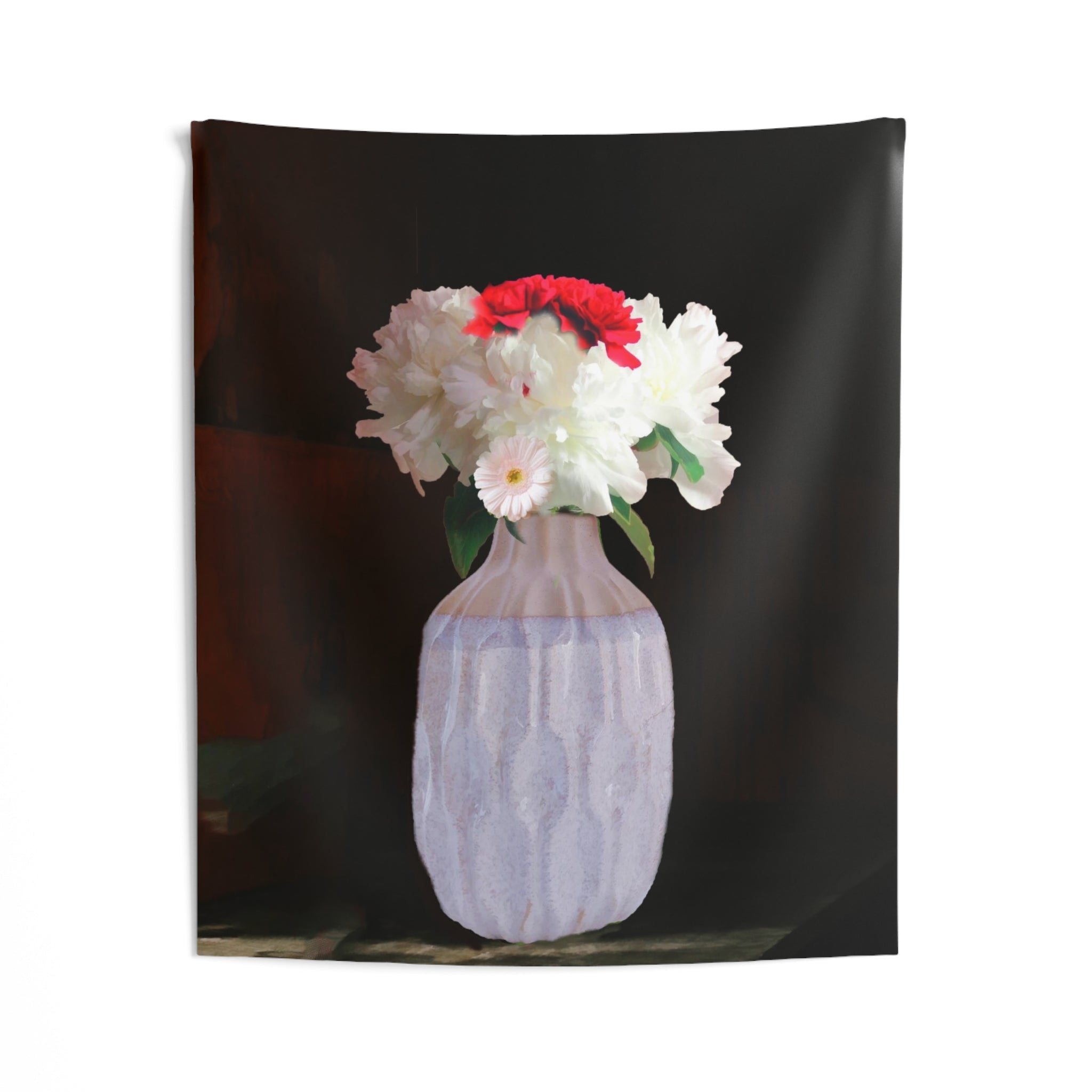 White Flower Vase Tapestry-1