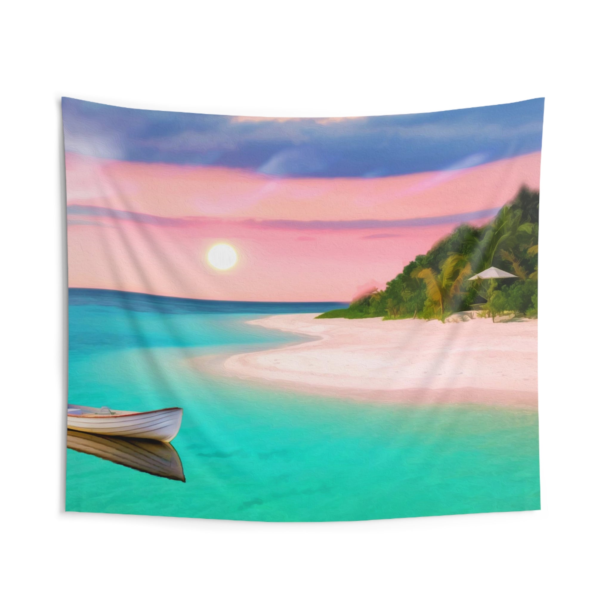 Sun Fishing Boat Painting Tapestry-1