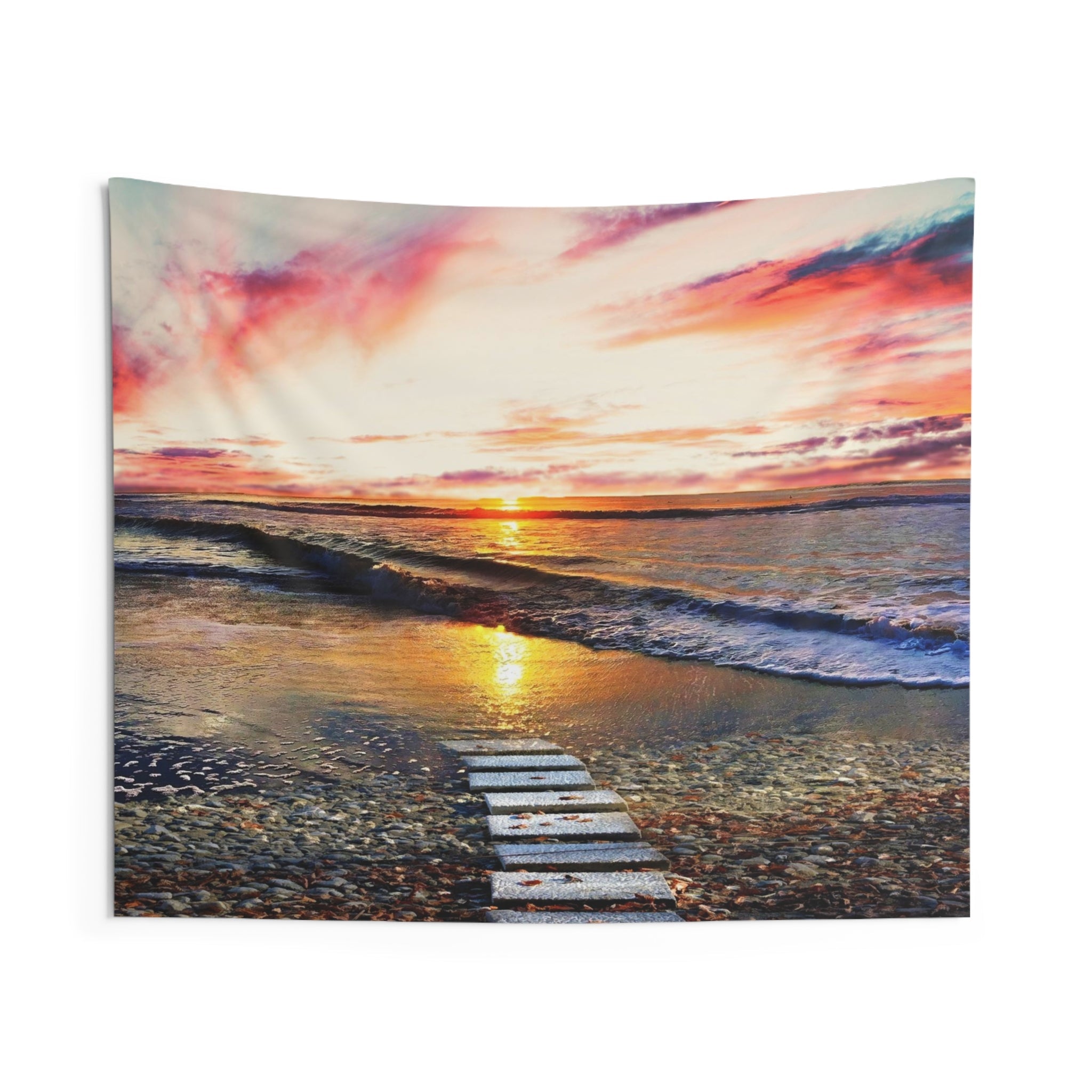 Beach Path Sunrise Tapestry-0
