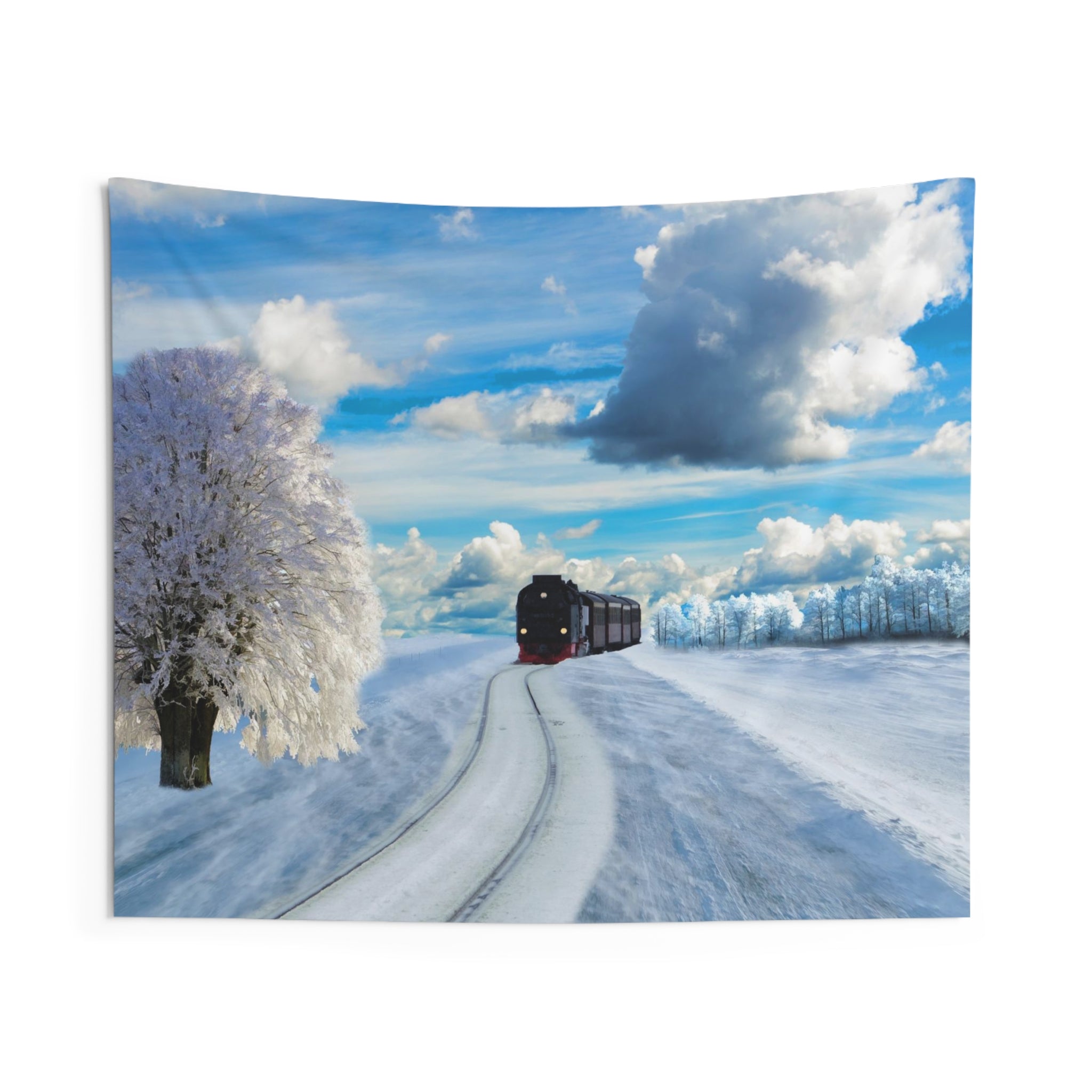 Winter Snow Train Tapestry-0