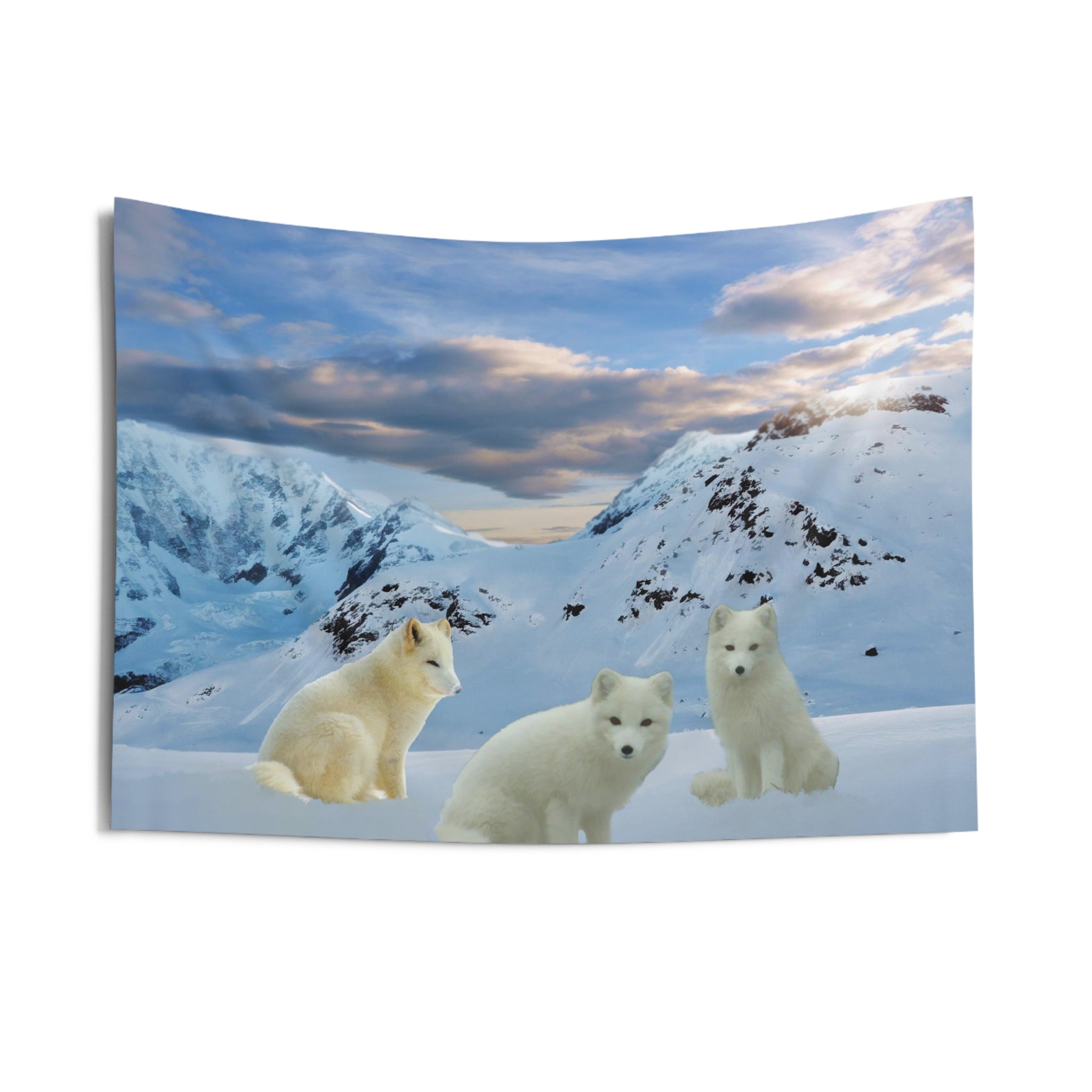 Three Arctic Fox Tapestry-2
