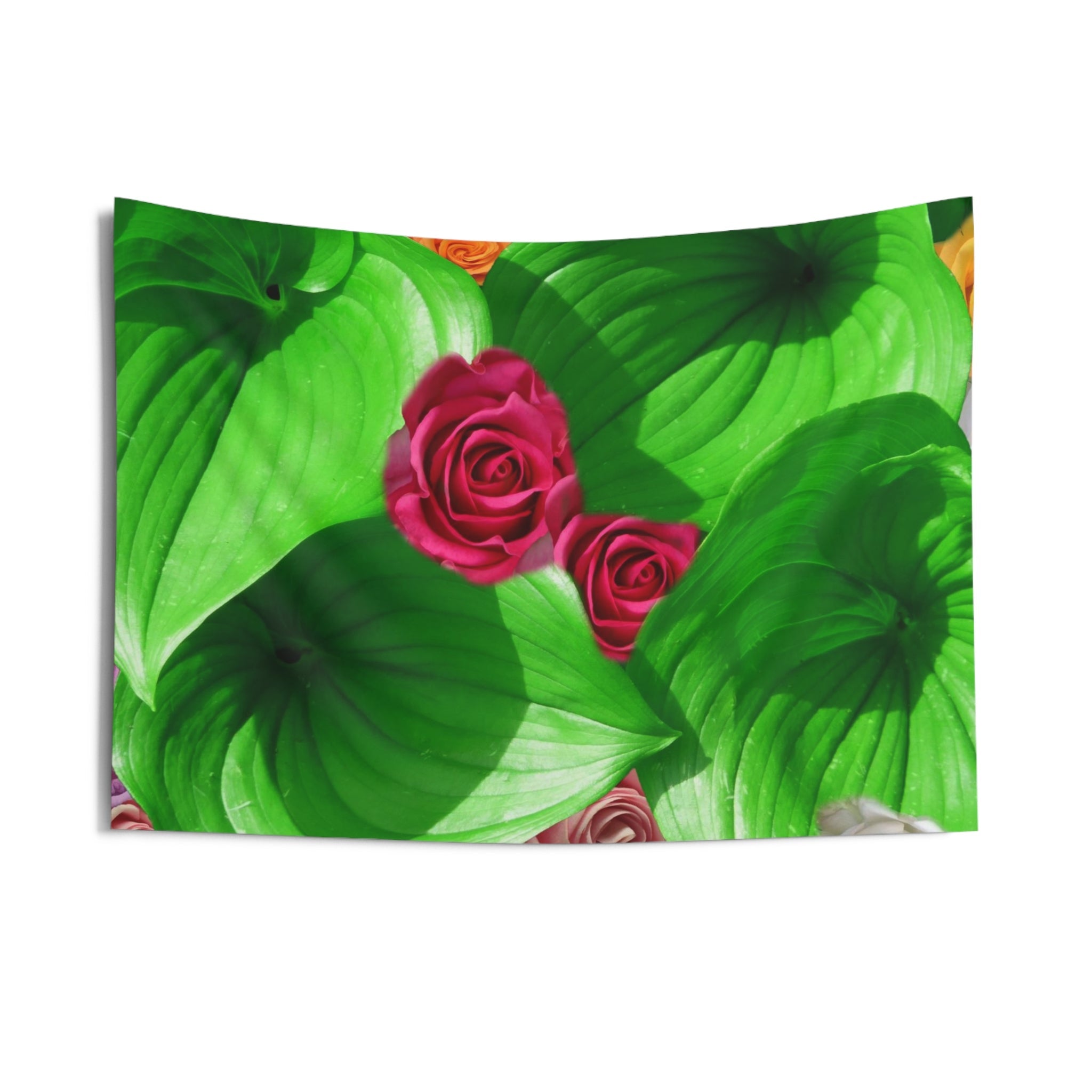 Colorfull Roses With Leaf Tapestry-2