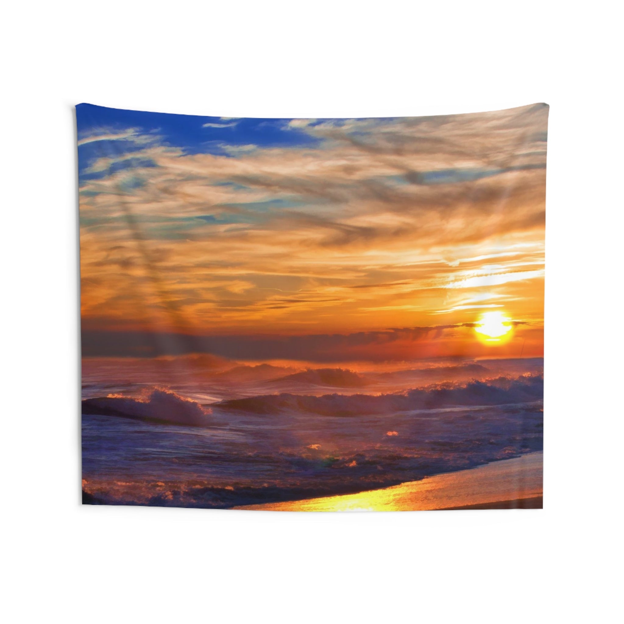 Sea Waves Beach Sunset Tapestry-3