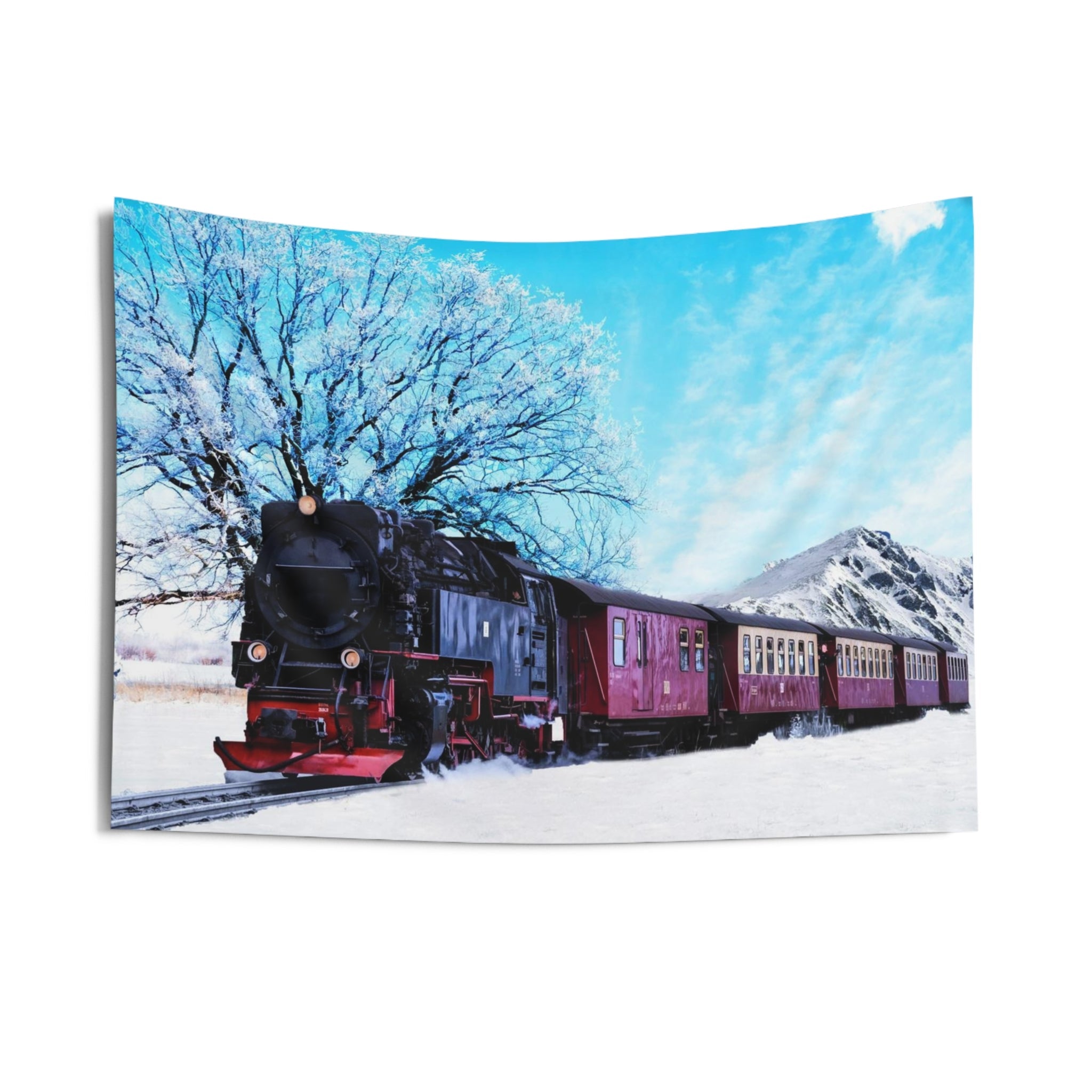 Red Train Winter Tapestry-2