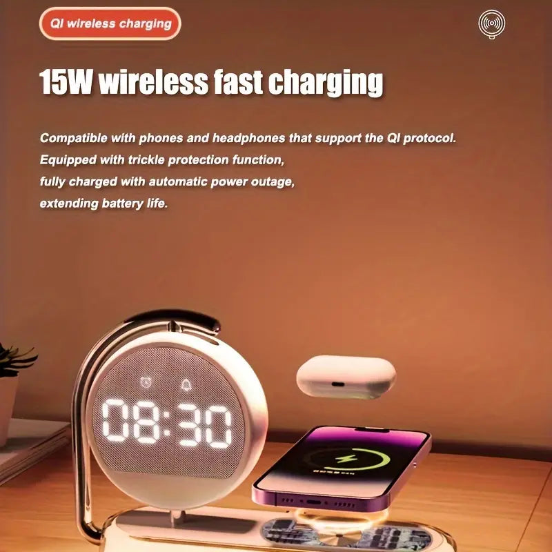 Fantasy Tropical Night Light & Wireless Charger Stand with Digital Alarm Clock-1