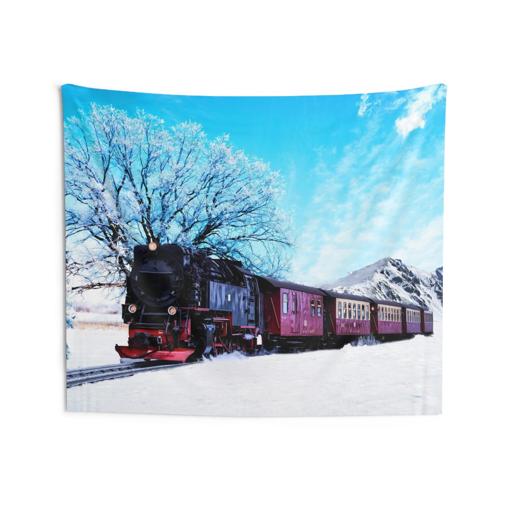 Red Train Winter Tapestry-3