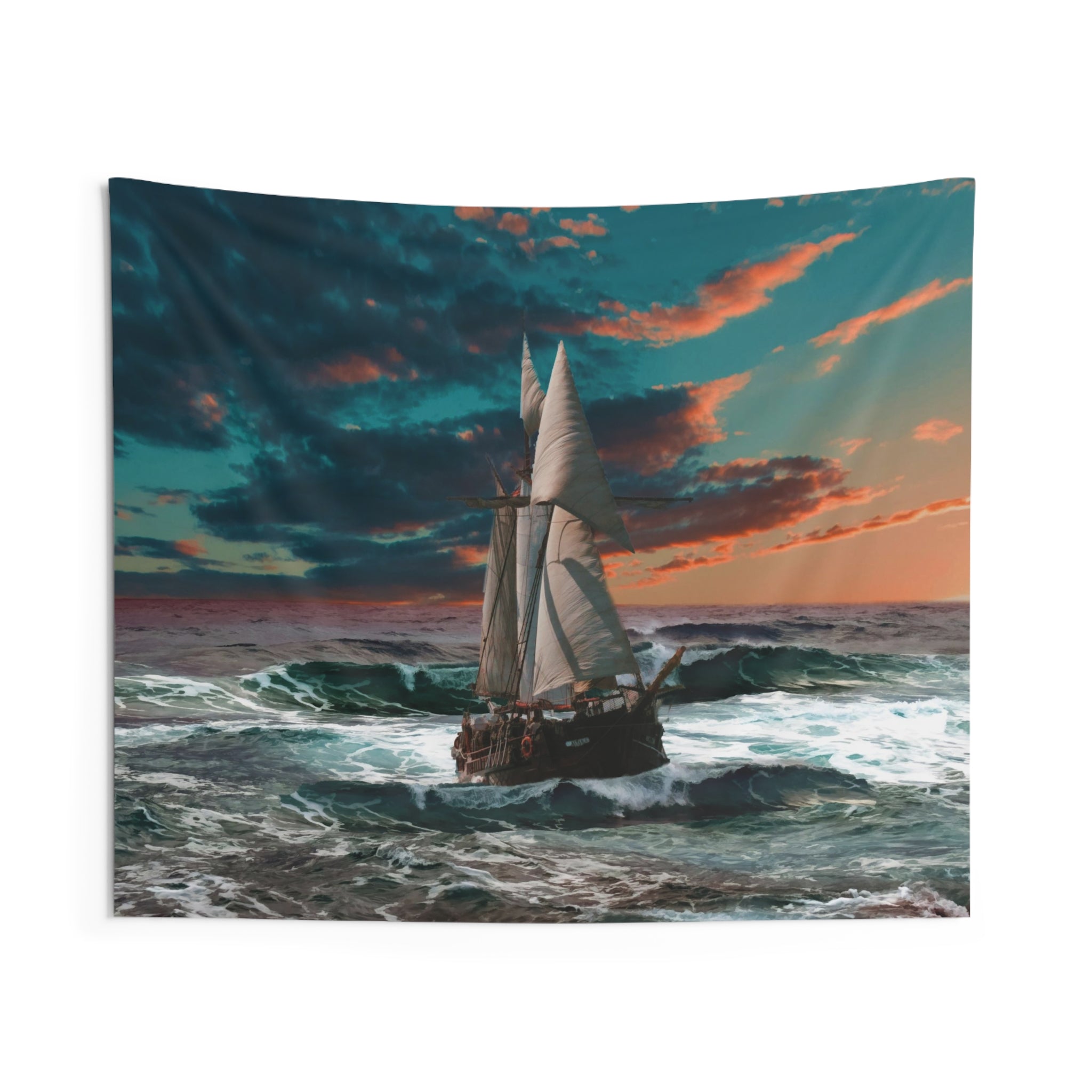 ship in storm Tapestry-0