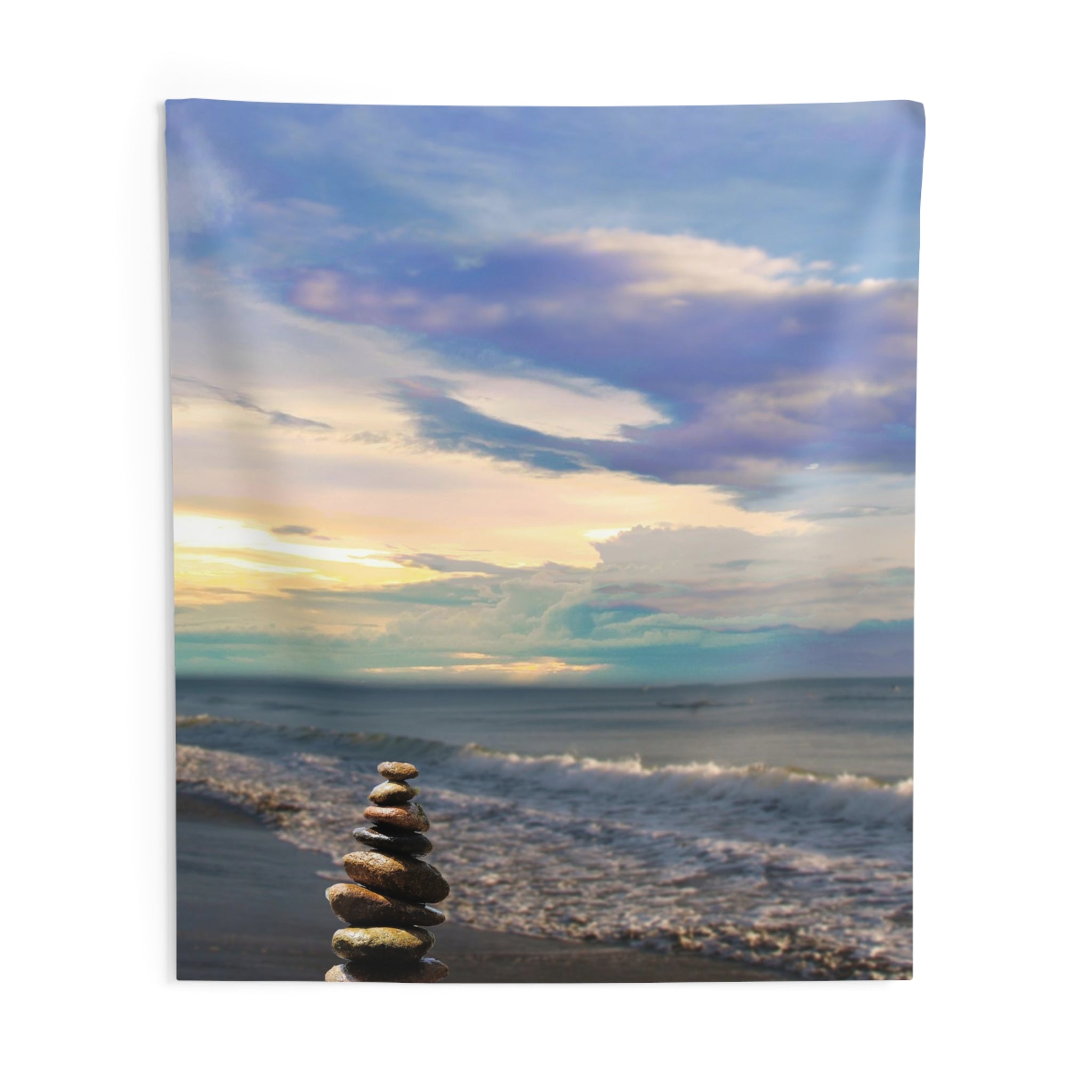 Stacking stones Beach Tapestry-3