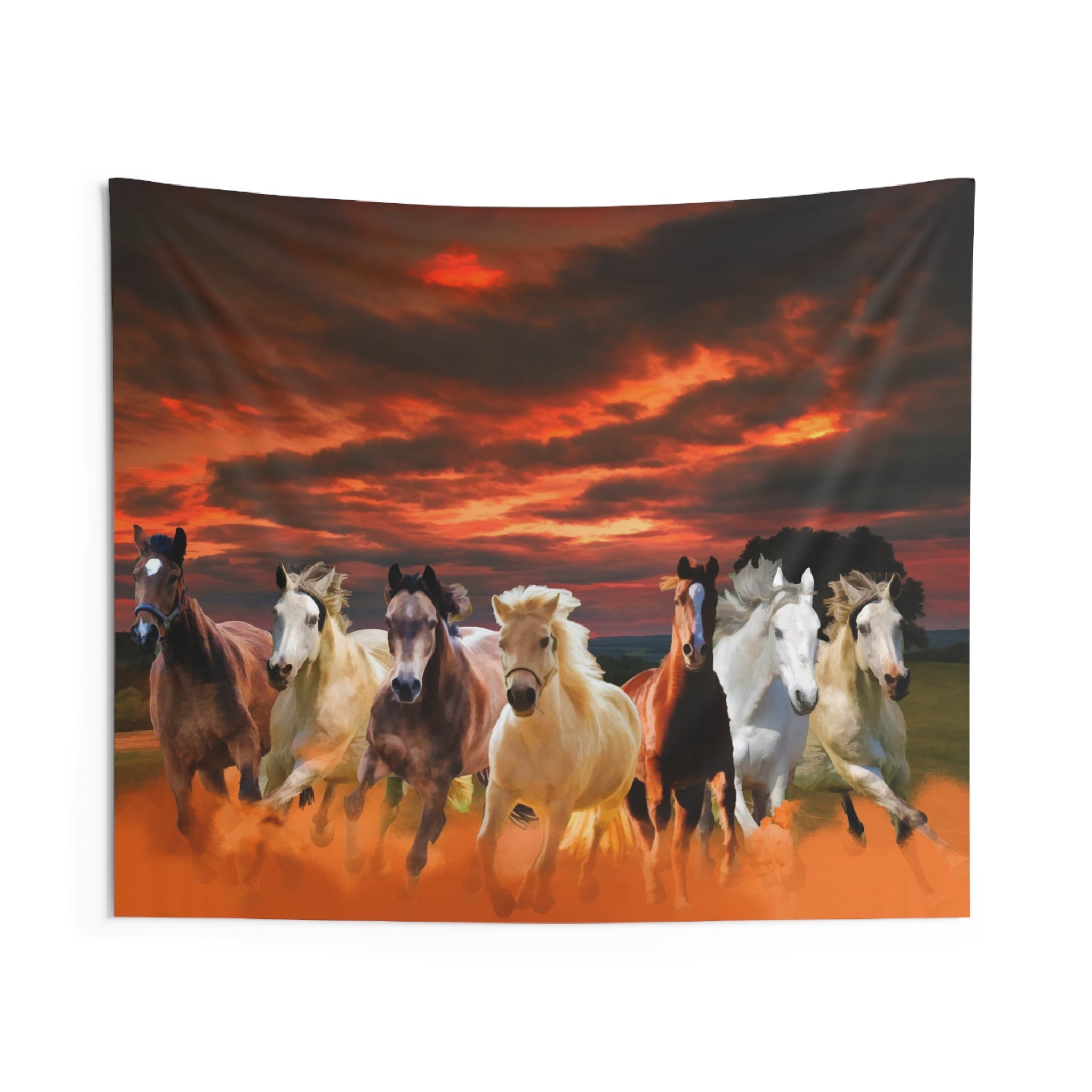Seven Horse sunrise Tapestry-0