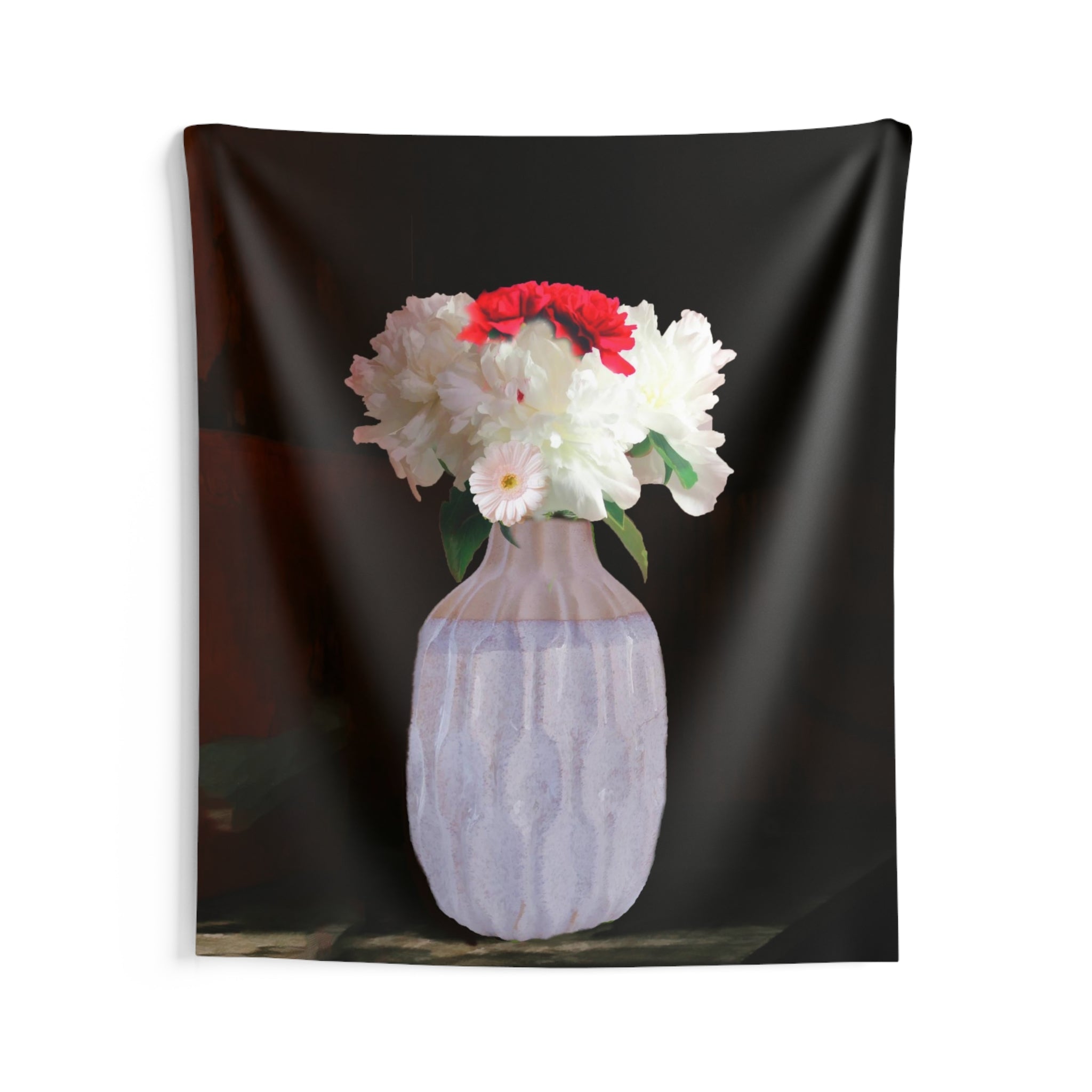 White Flower Vase Tapestry-2