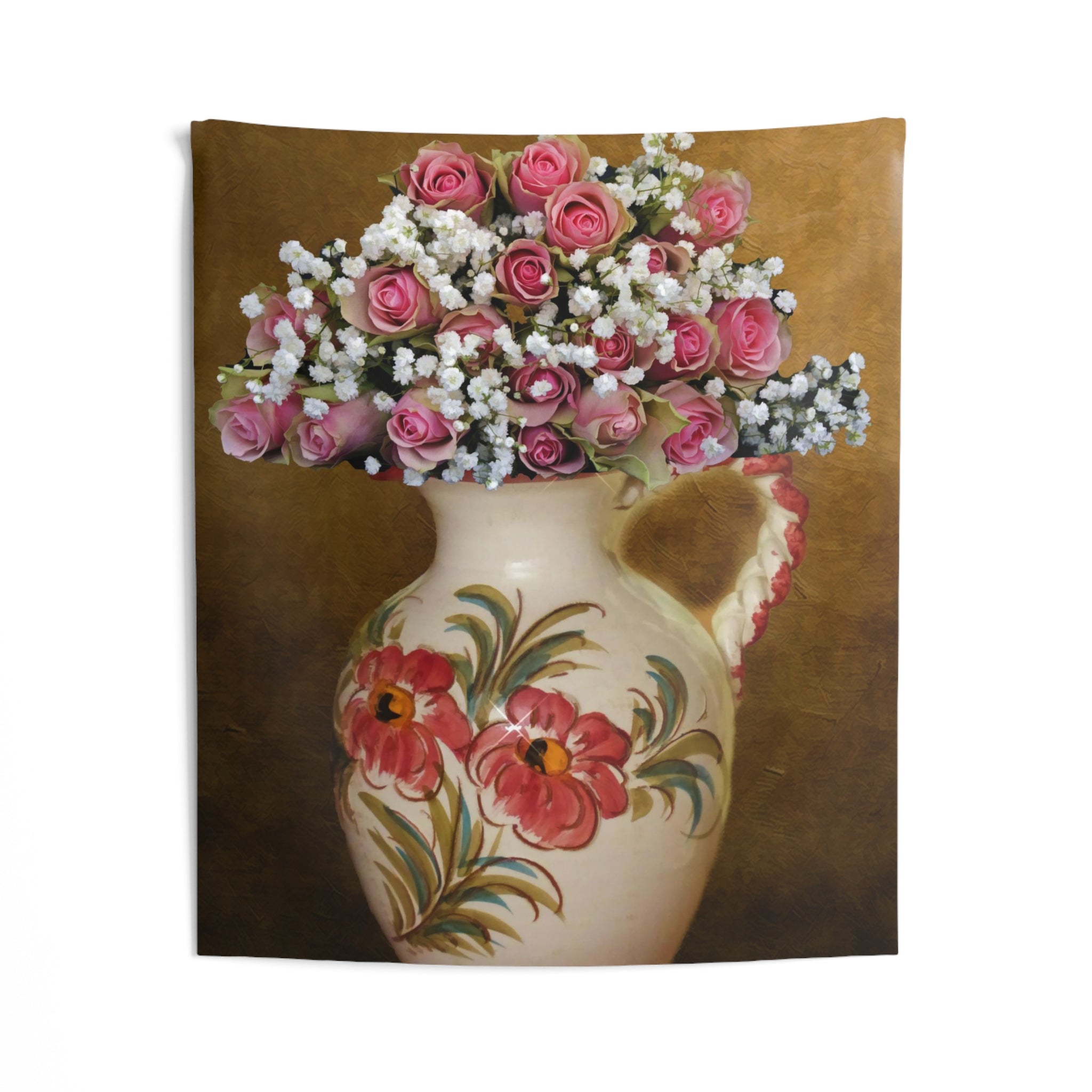 Pink Flower Vase Tapestry-1