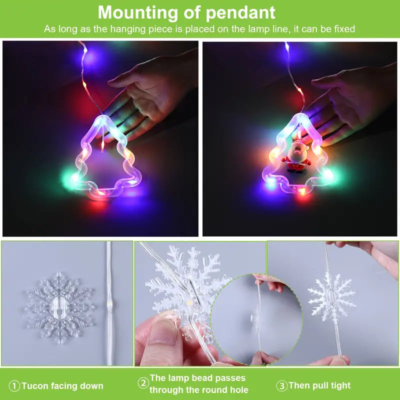 Starry Splendor: Festive Christmas Curtain Lights-3