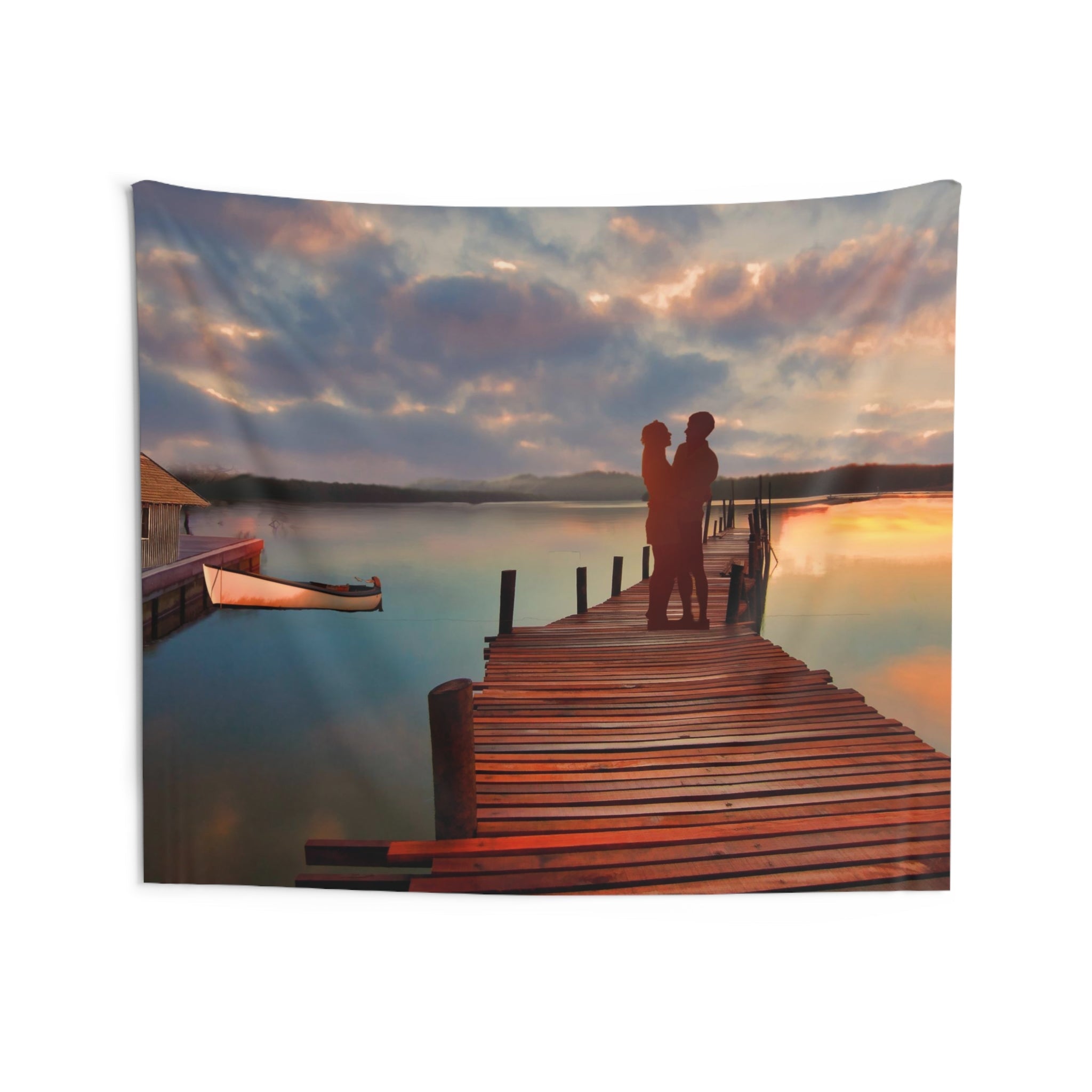 Couple Love on Jetty Tapestry-3