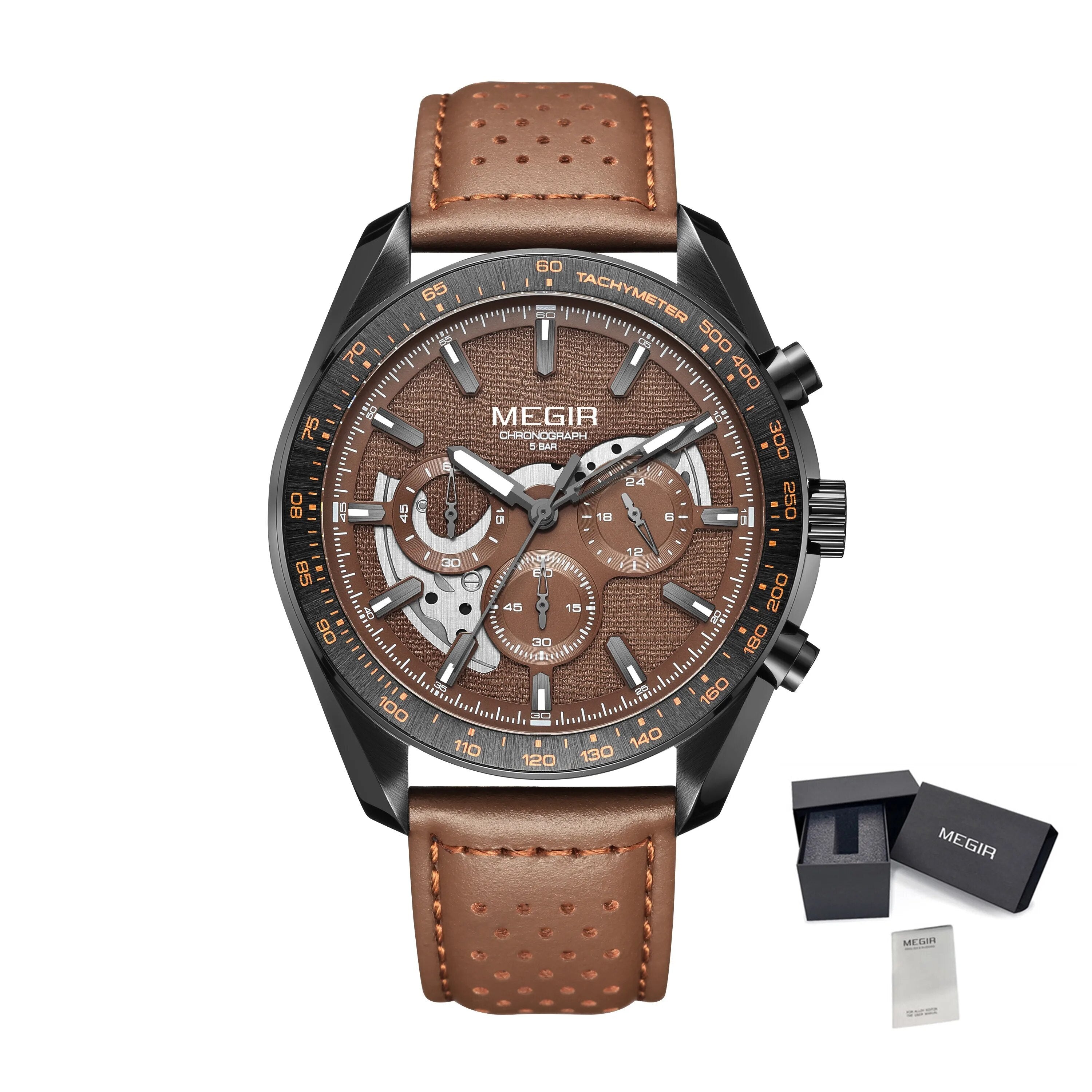 MEGIR Luxury Men's Business Casual Watches Leather Waterproof Quartz Chronograph Male Clock Wristwatch Relogio Masculino-14