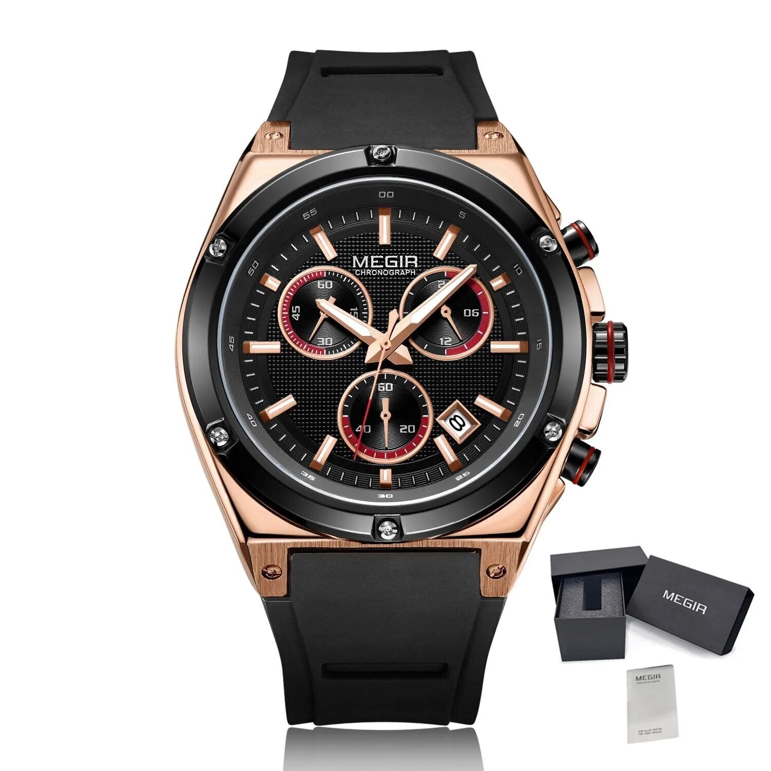 MEGIR Mens Watches Silicone Quartz Wrist Watch Chronograph Fashion Sport Business Wristwatch Luminous Male Clock Montre Homme-10