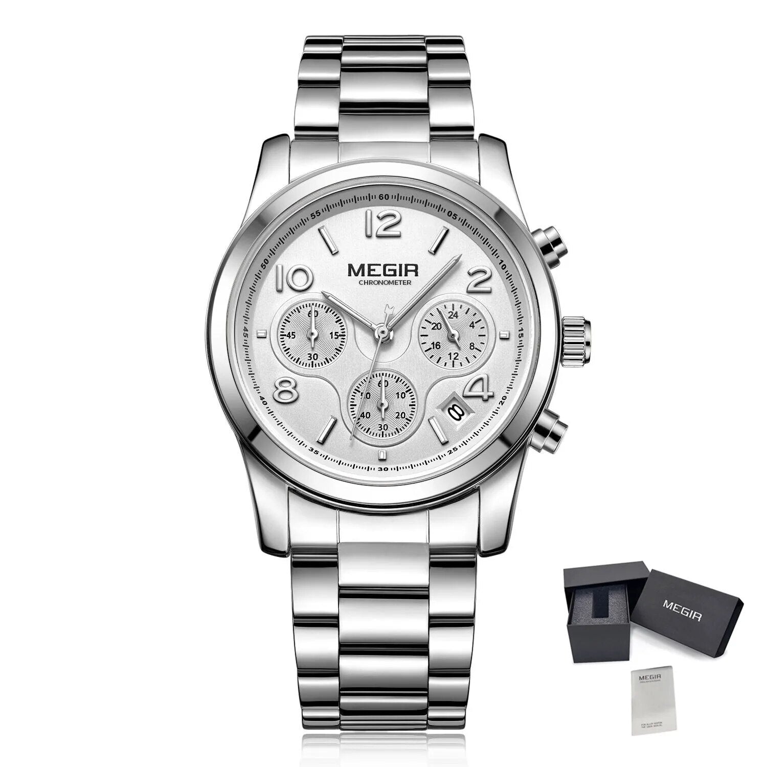 MEGIR Luxury Elegant Women Watch Stainless Steel Ladies Quartz Wristwatch Fashion Female Watches Casual Femme Relogio 2057-11
