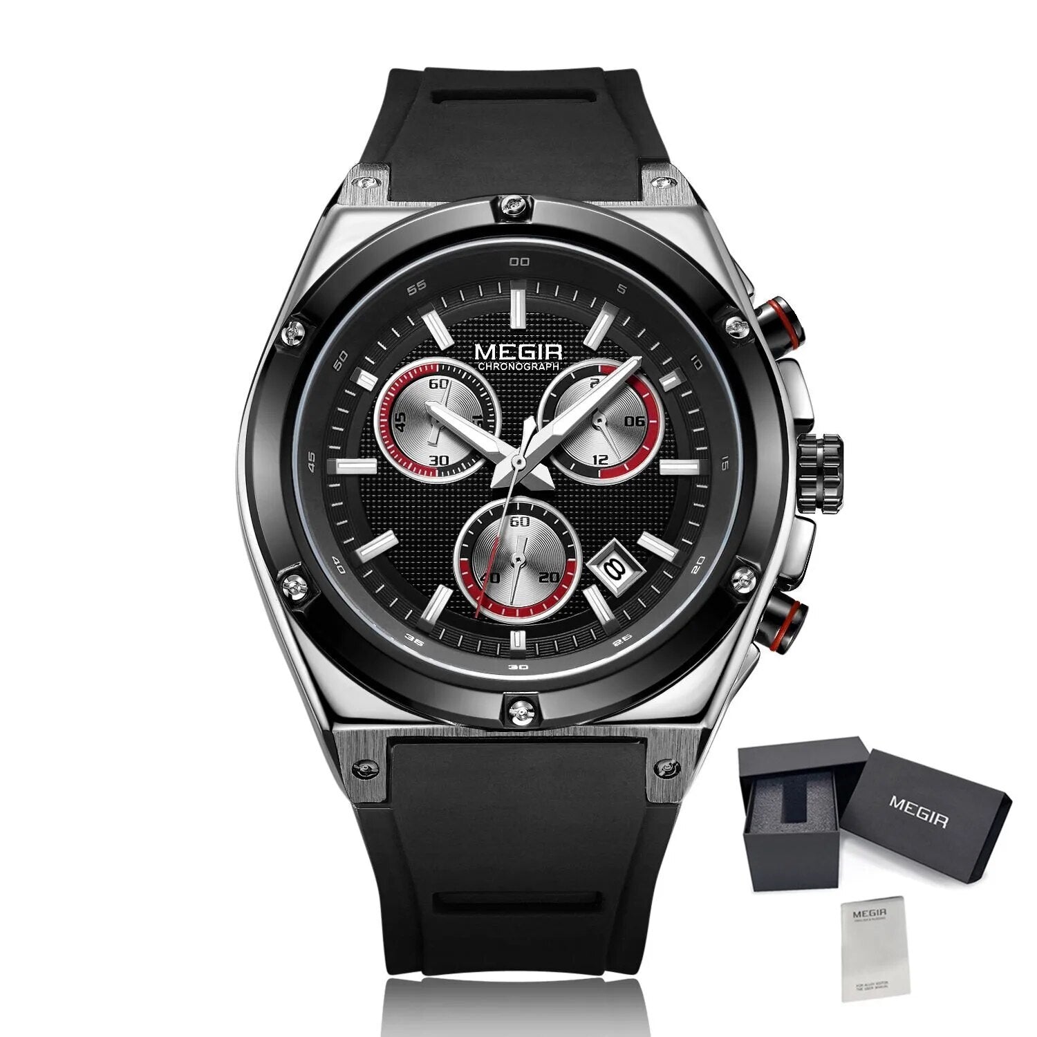 MEGIR Mens Watches Silicone Quartz Wrist Watch Chronograph Fashion Sport Business Wristwatch Luminous Male Clock Montre Homme-11