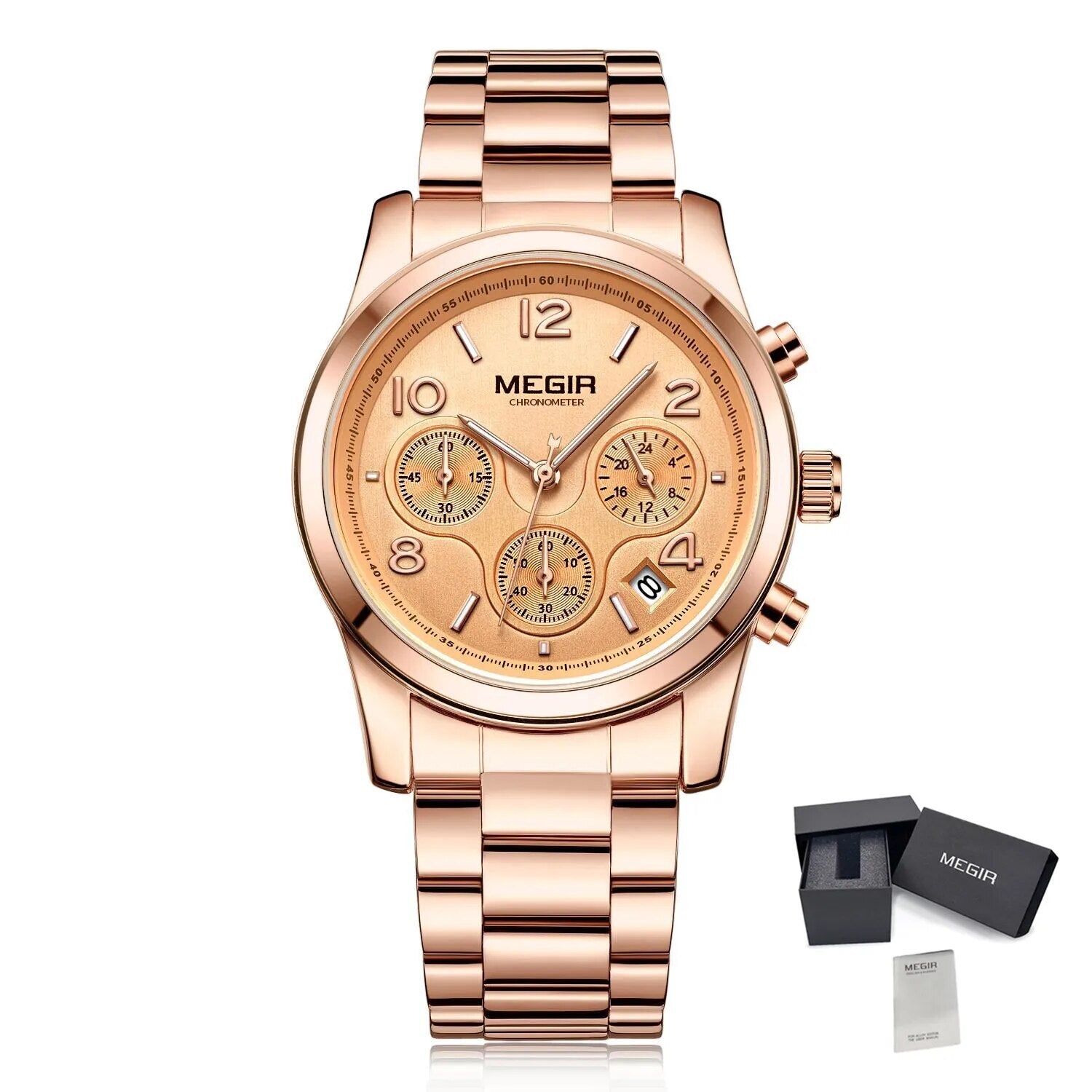 MEGIR Luxury Elegant Women Watch Stainless Steel Ladies Quartz Wristwatch Fashion Female Watches Casual Femme Relogio 2057-10